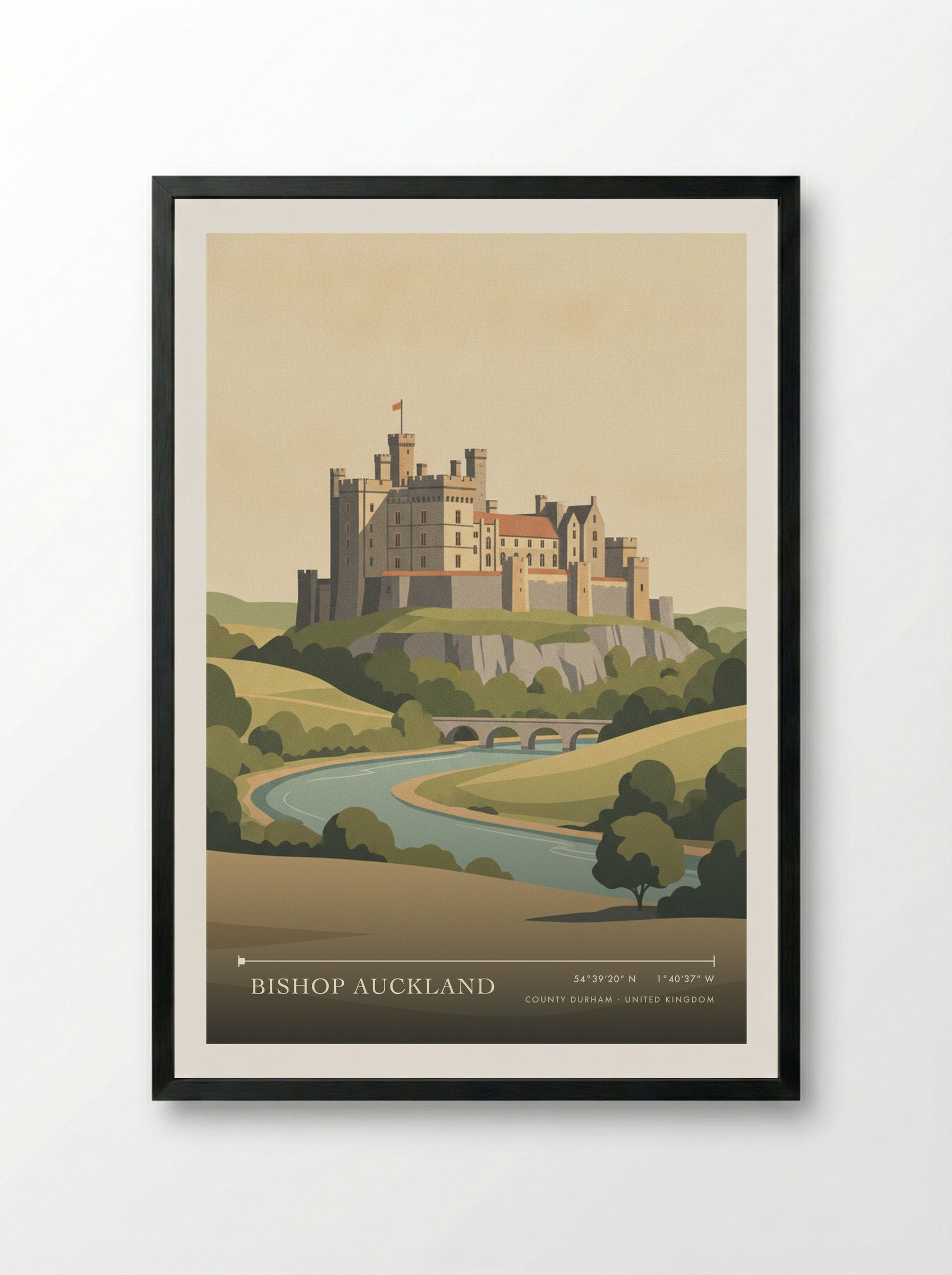 Bishop Auckland County Durham United Kingdom Travel Poster - Framed Print Black