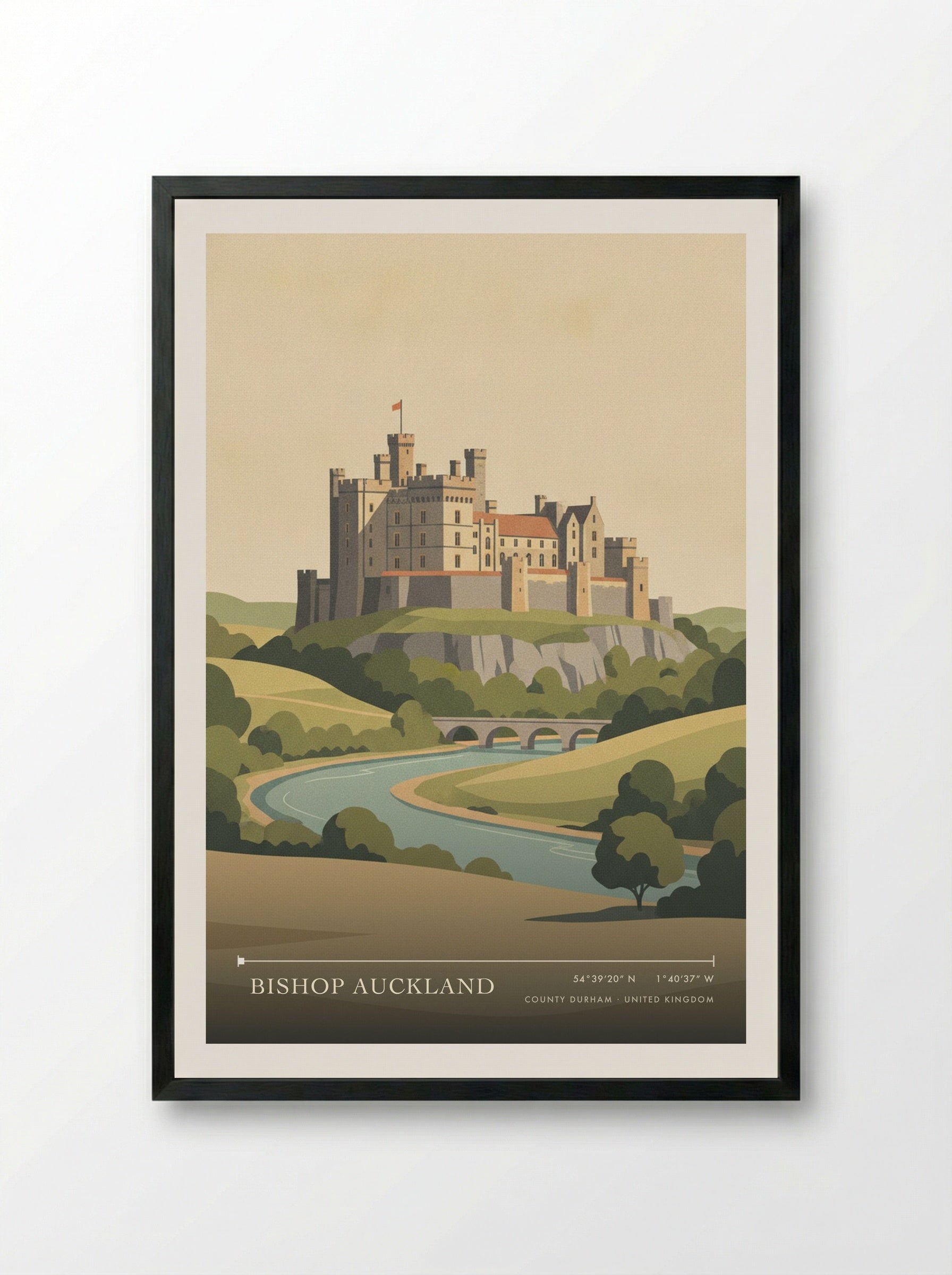 Bishop Auckland County Durham United Kingdom Travel Poster - Framed Print Black
