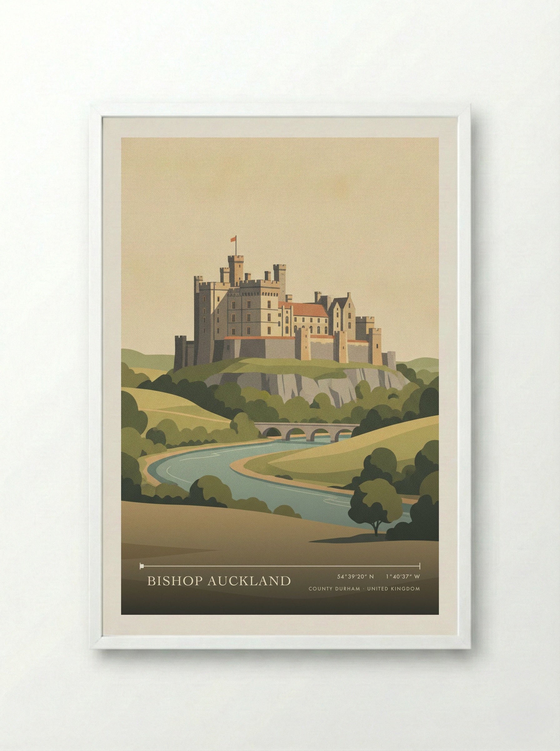 Bishop Auckland County Durham United Kingdom Travel Poster - Framed Print White