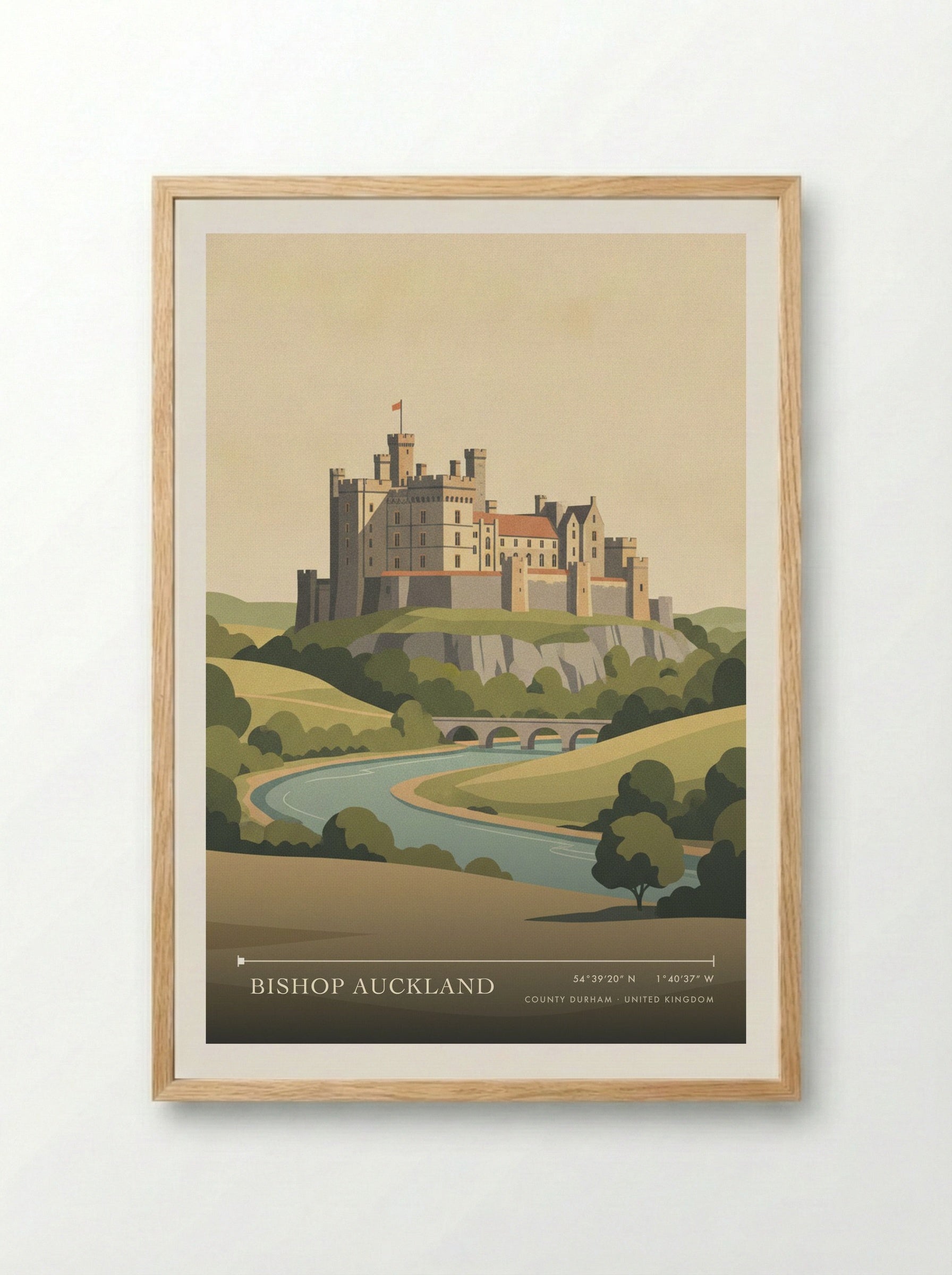 Bishop Auckland County Durham United Kingdom Travel Poster - Framed Print Wood
