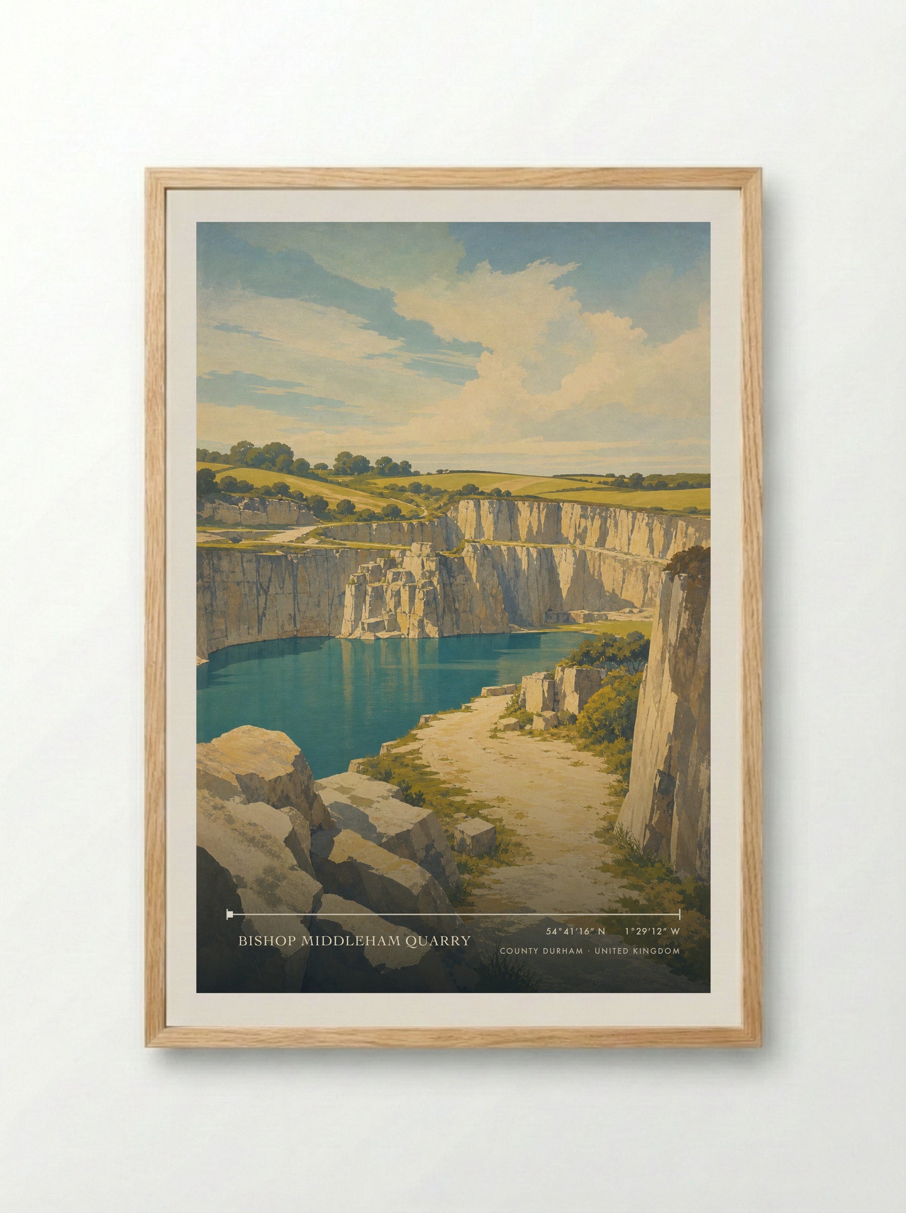 Bishop Middleham Quarry County Durham United Kingdom Travel Poster - Framed Print Wood