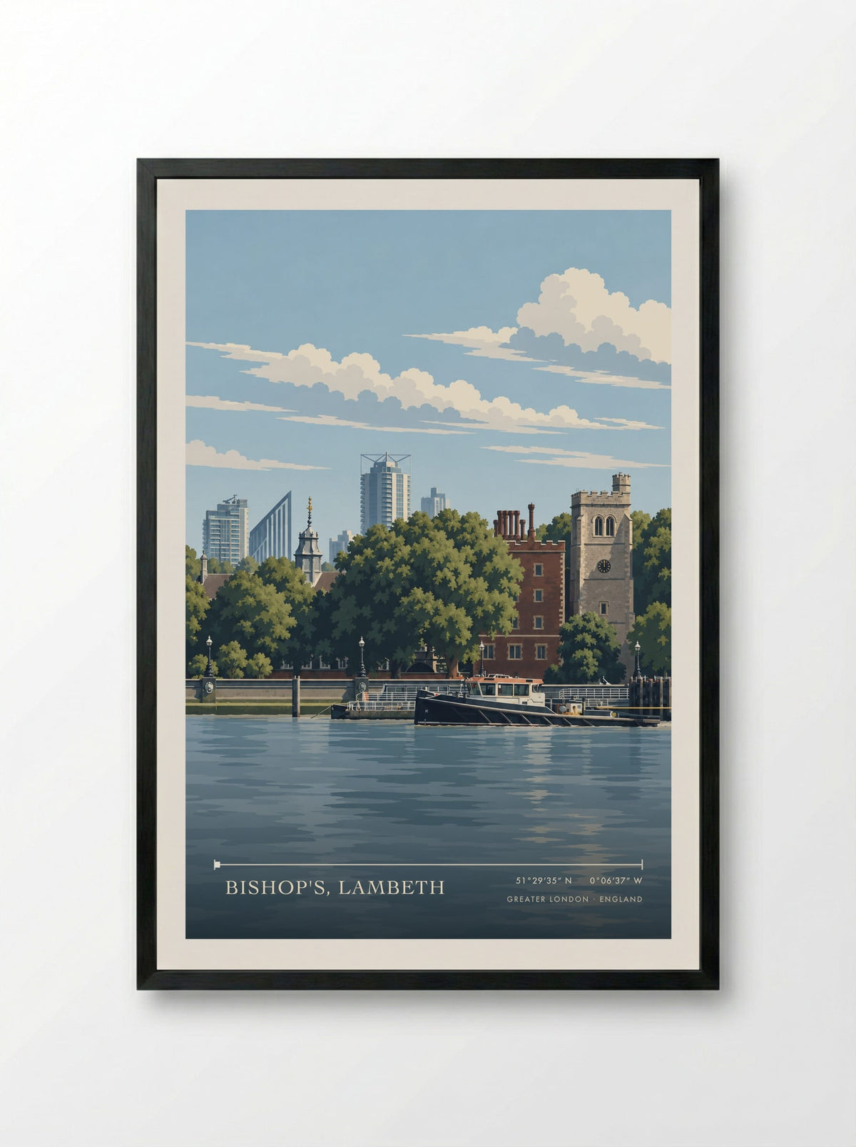 Bishop's, Lambeth, Greater London | Travel Poster - Framed Print Black