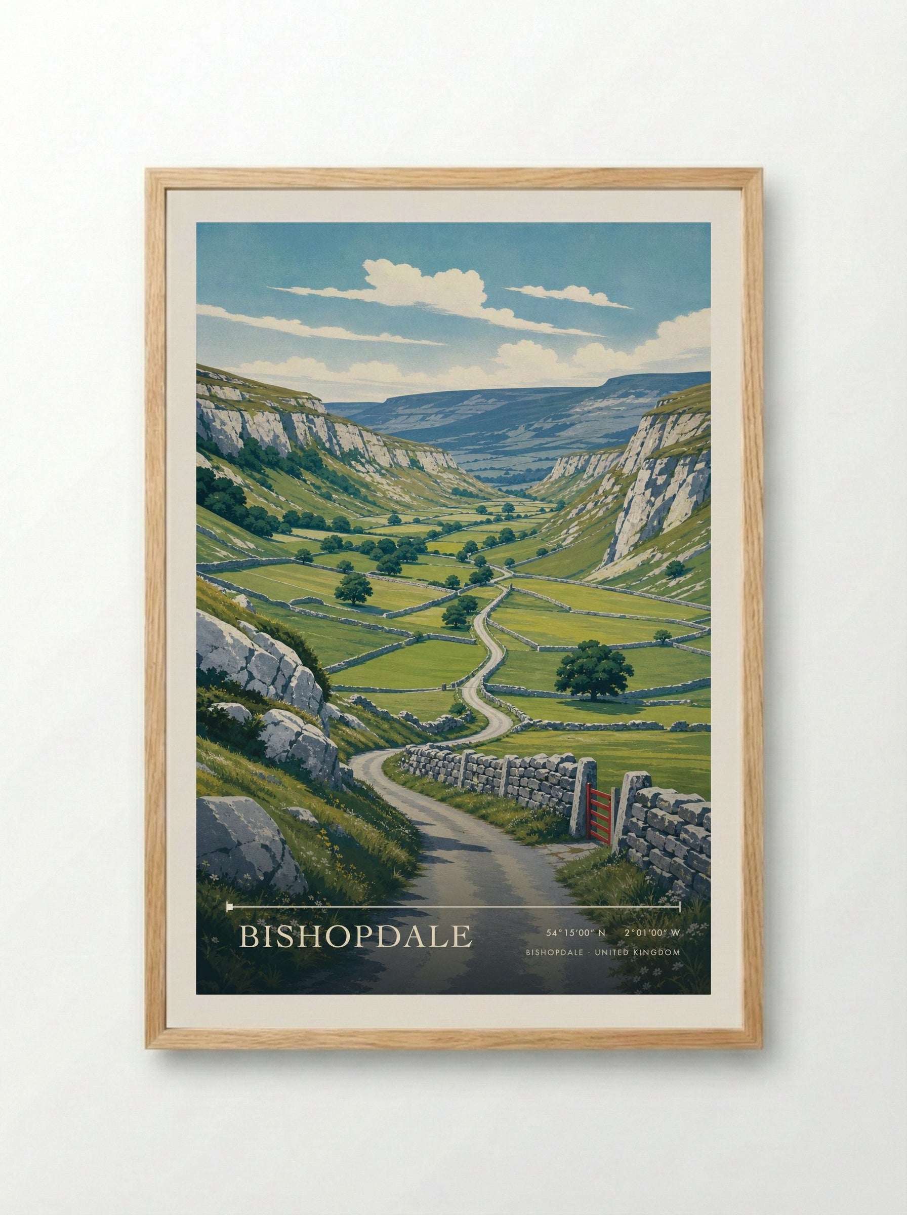 Bishopdale United Kingdom Travel Poster - Framed Print Wood