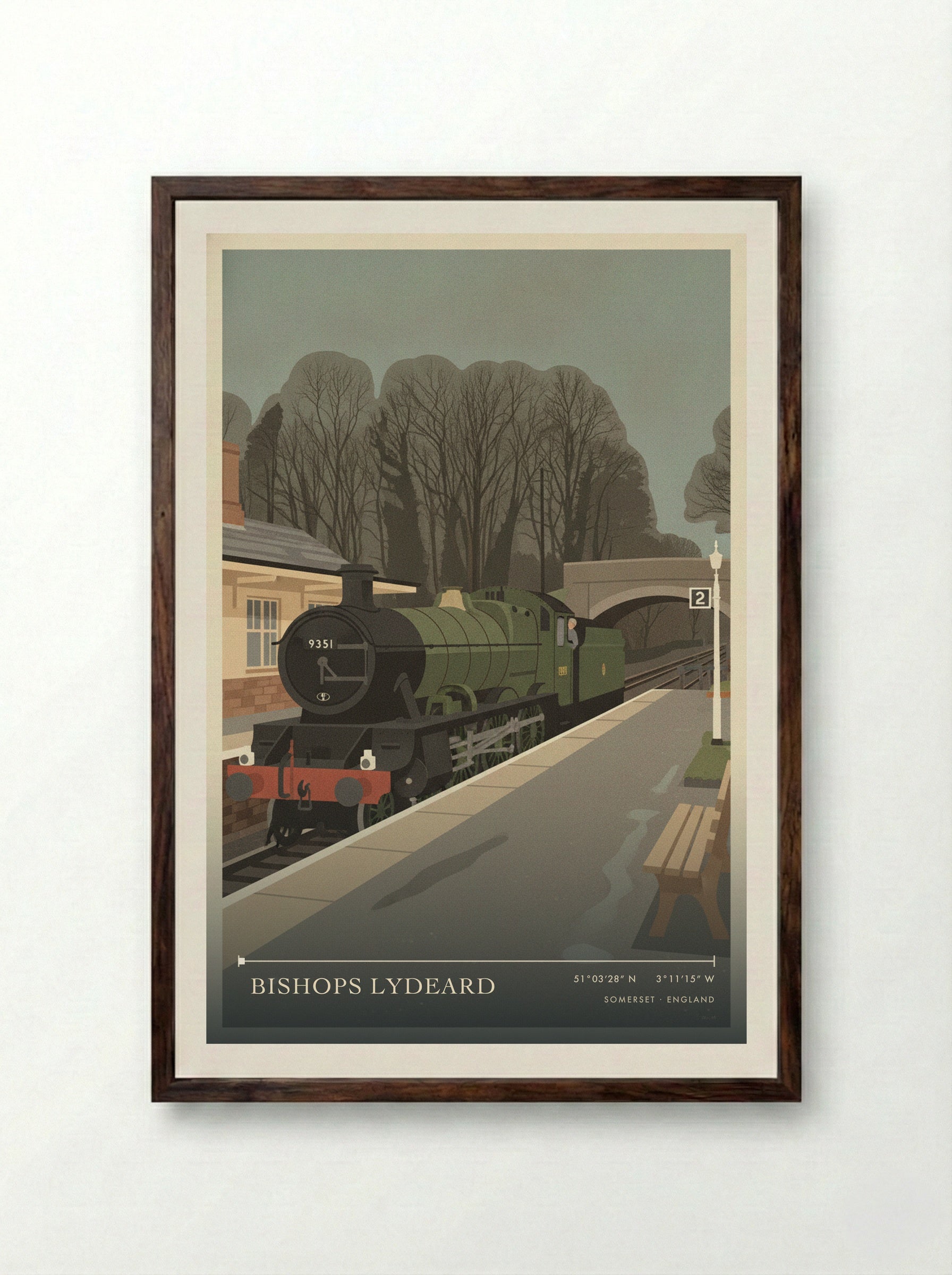 Bishops Lydeard Somerset England Travel Poster - Framed Print Dark Wood