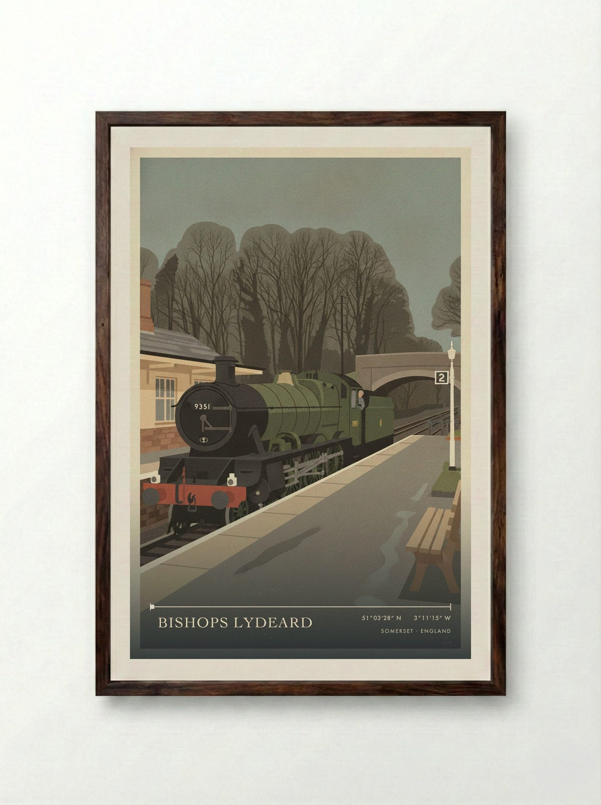 Bishops Lydeard Somerset England Travel Poster - Framed Print Dark Wood