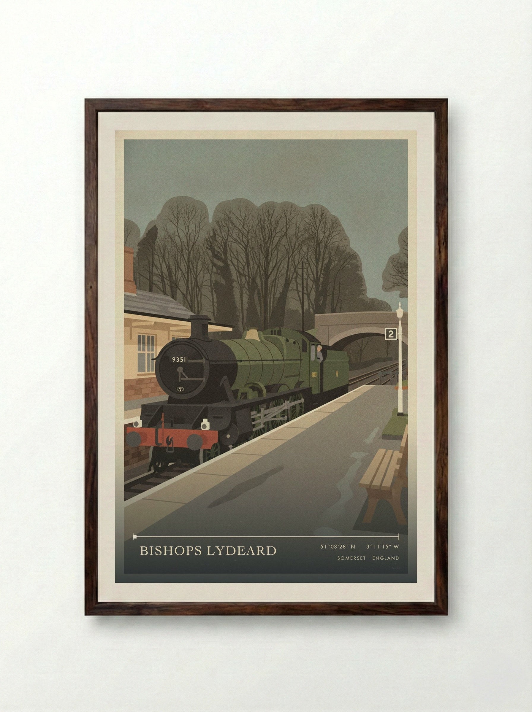 Bishops Lydeard Somerset England Travel Poster - Framed Print Dark Wood
