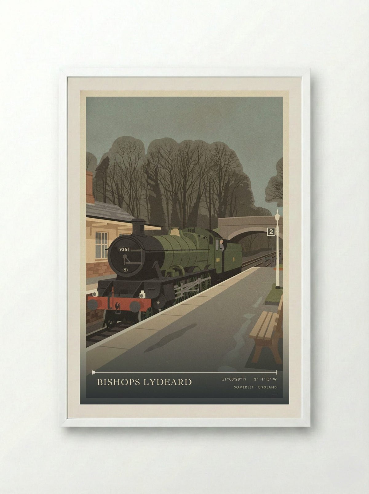 Bishops Lydeard Somerset England Travel Poster - Framed Print White