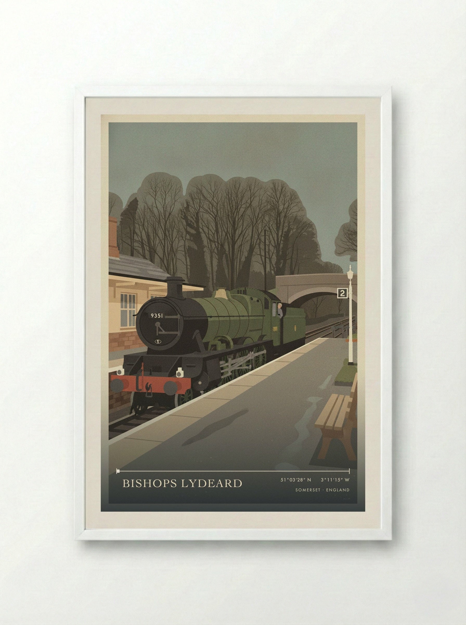 Bishops Lydeard Somerset England Travel Poster - Framed Print White
