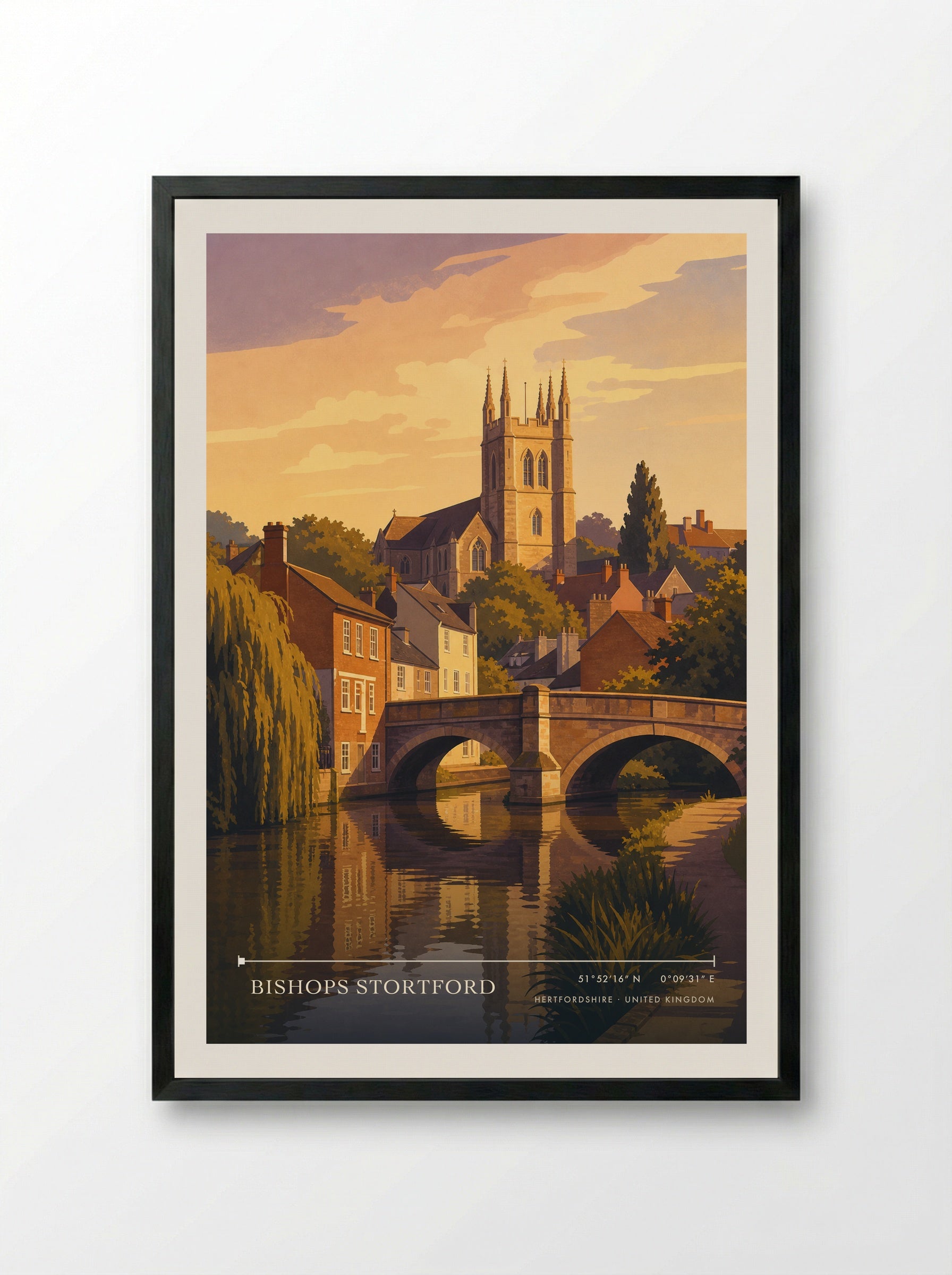 Bishops Stortford Hertfordshire United Kingdom Travel Poster - Framed Print Black