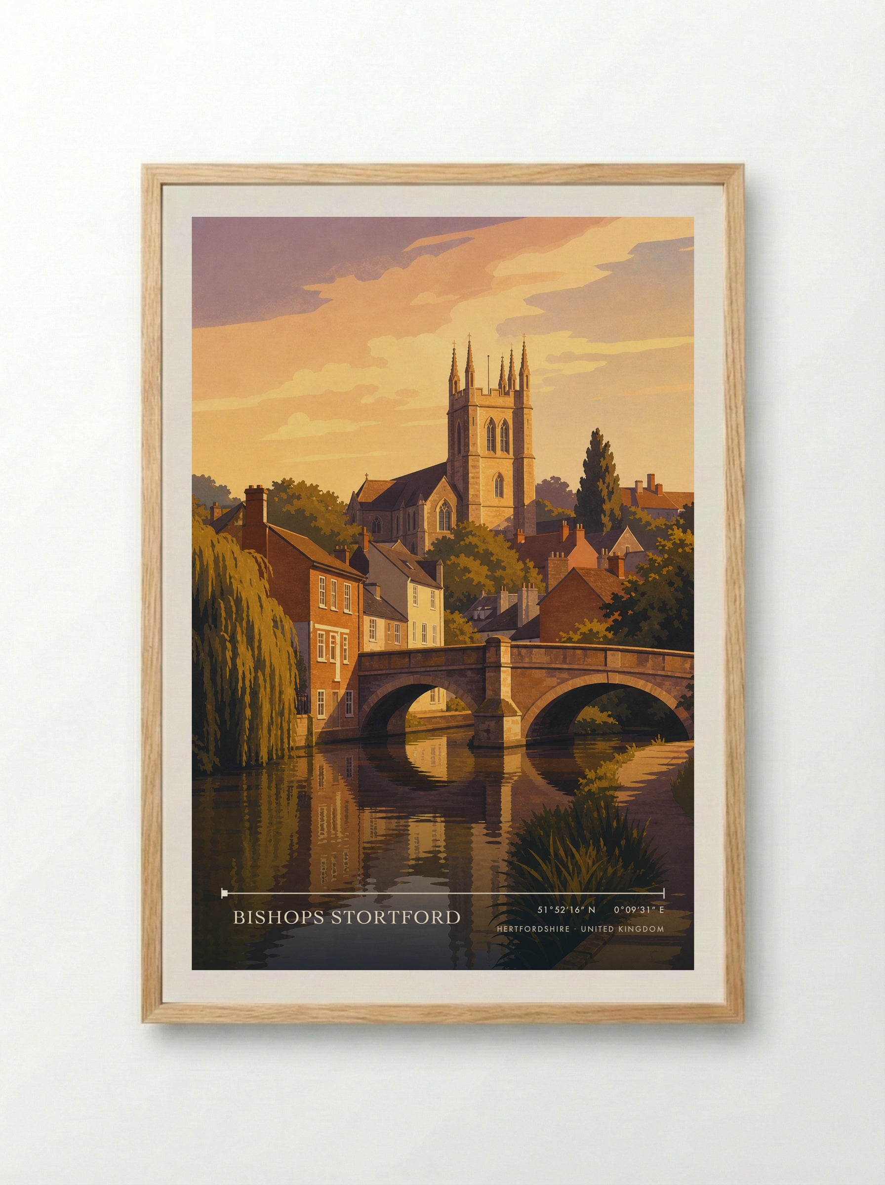Bishops Stortford Hertfordshire United Kingdom Travel Poster - Framed Print Wood