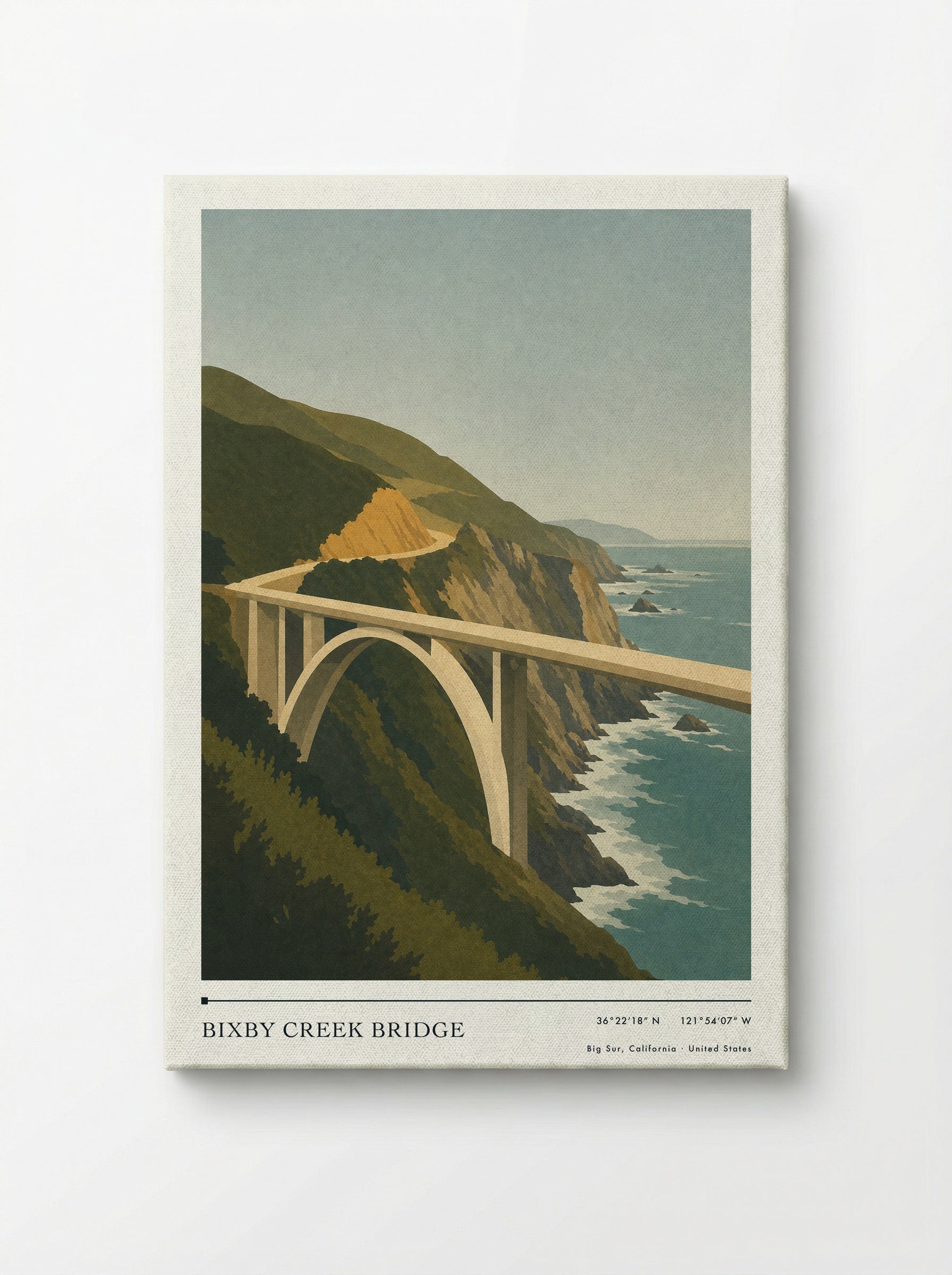 Bixby Creek Bridge Travel Poster Artwork - Canvas