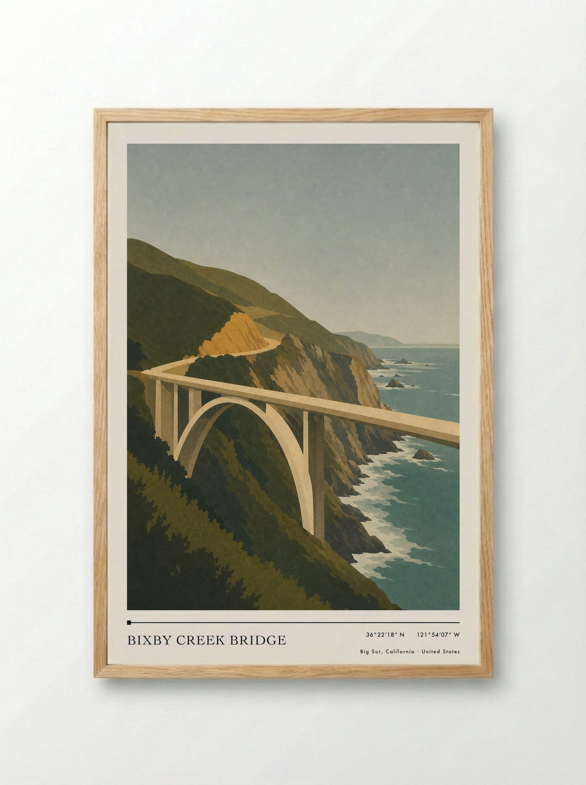 Bixby Creek Bridge Travel Poster Artwork - Framed Print Wood