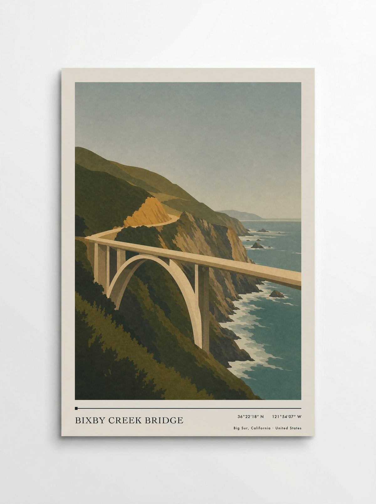 Bixby Creek Bridge travel poster print