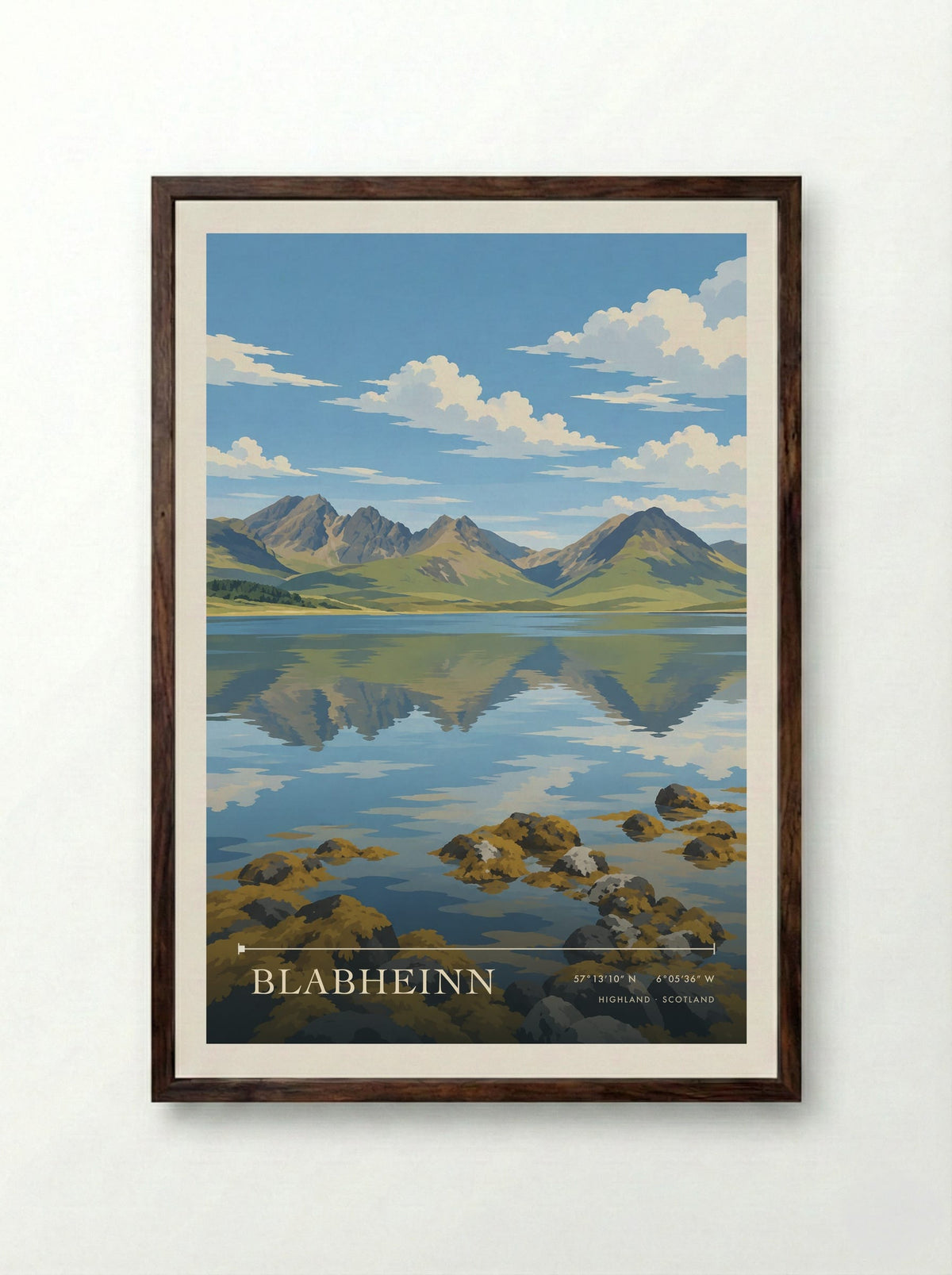 Blabheinn, Highland | Travel Poster - Framed Print Dark Wood