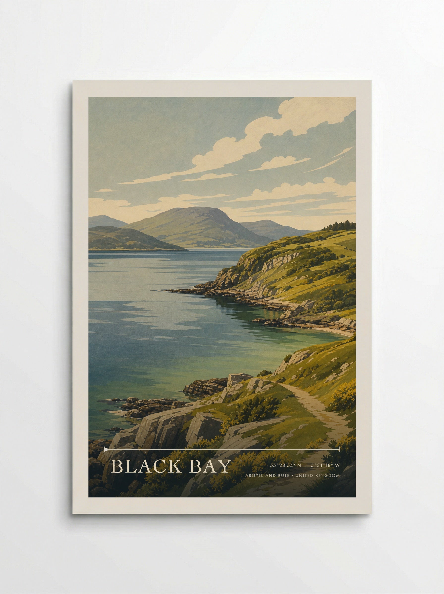 Black Bay Argyll and Bute United Kingdom Travel Poster - Poster