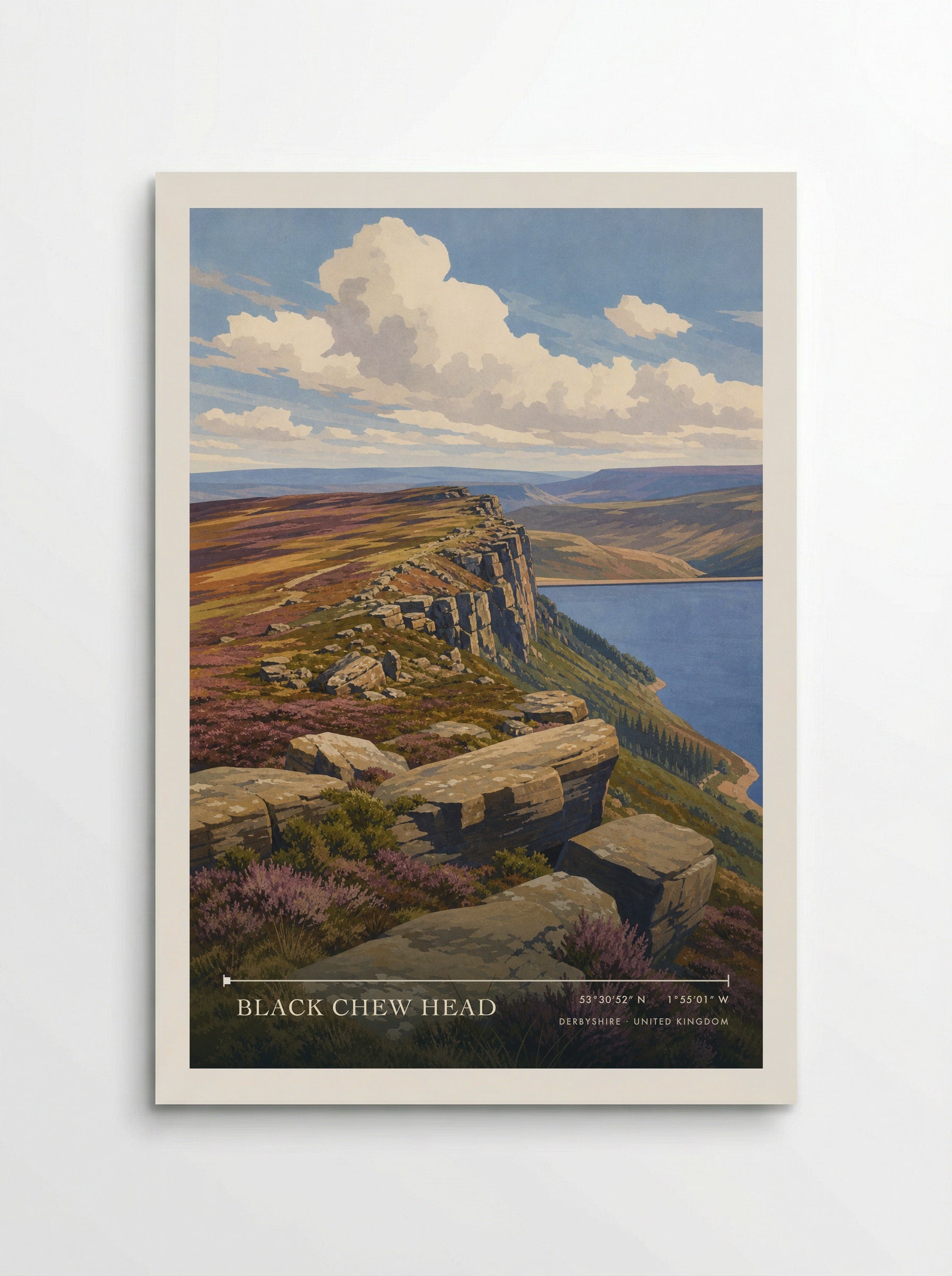 Black Chew Head Derbyshire United Kingdom Travel Poster - Poster