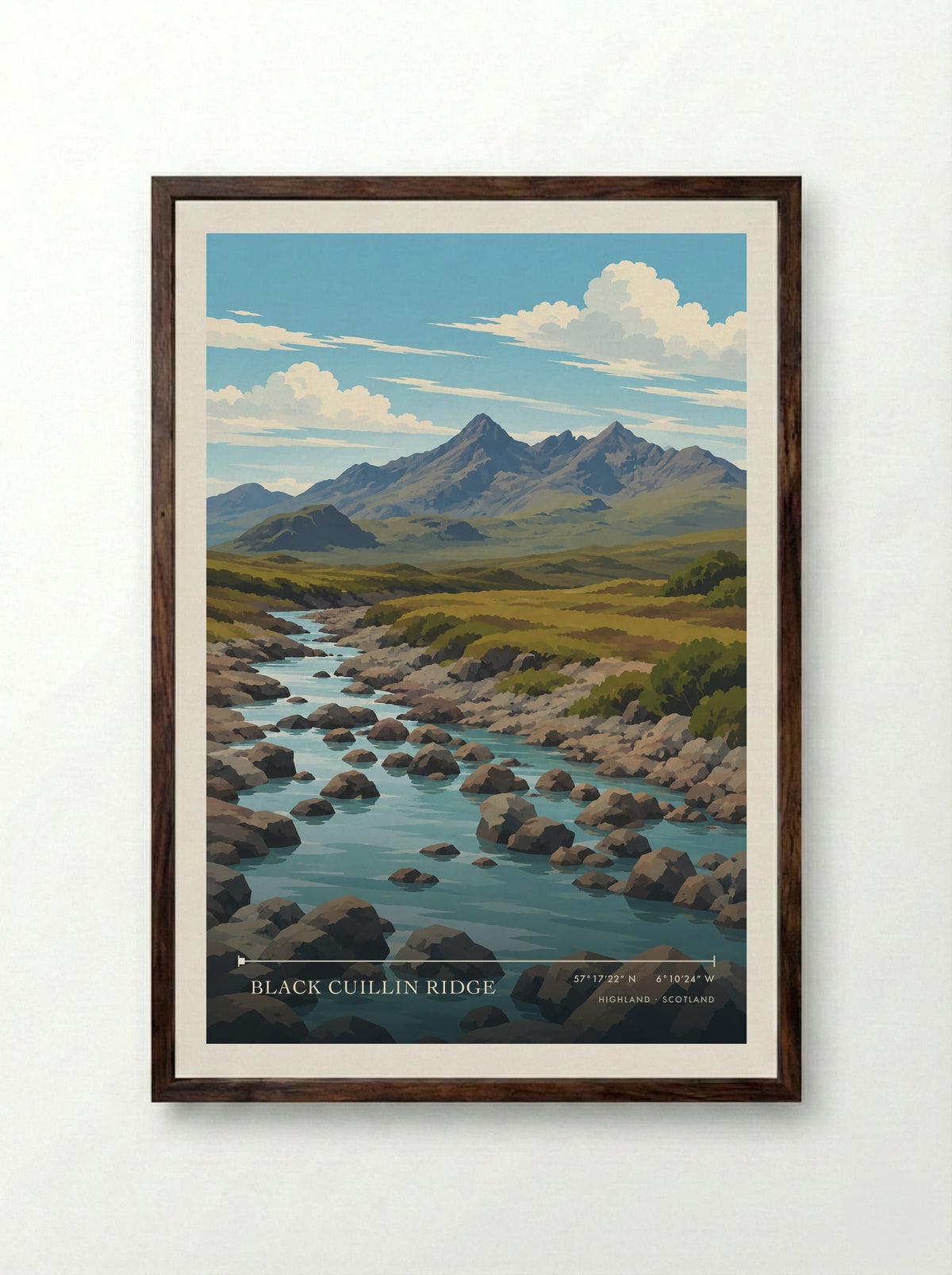 Black Cuillin Ridge, Highland | Travel Poster - Framed Print Dark Wood