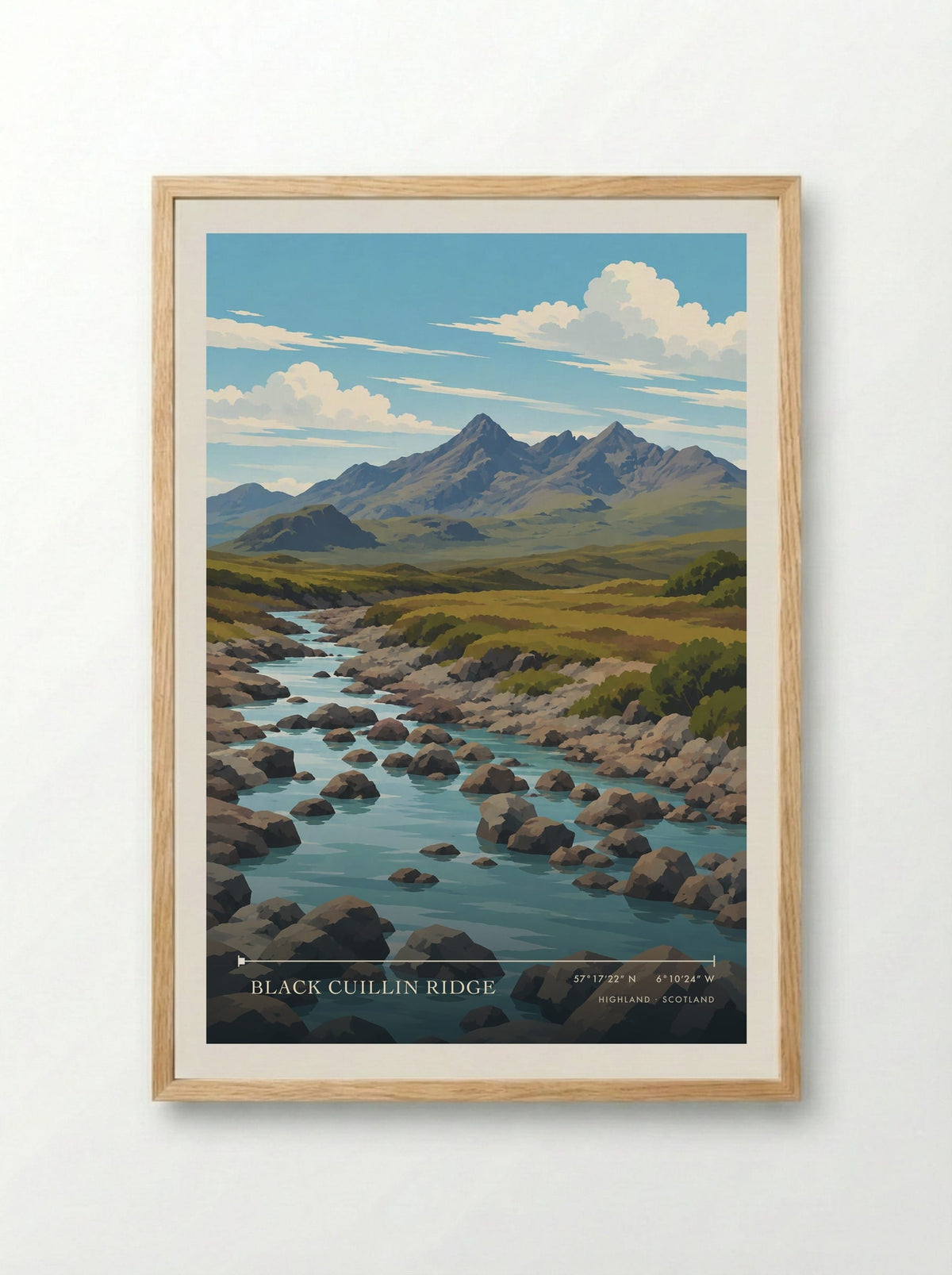 Black Cuillin Ridge, Highland | Travel Poster - Framed Print Wood
