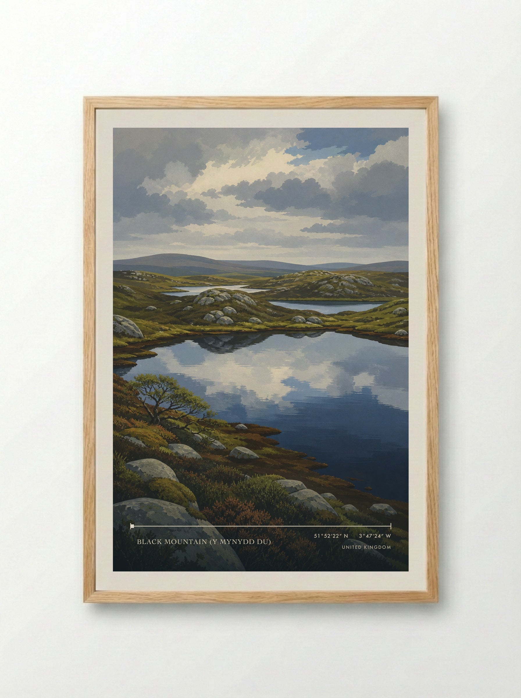 Black Mountain (Y Mynydd Du) United Kingdom Travel Poster - Framed Print Wood