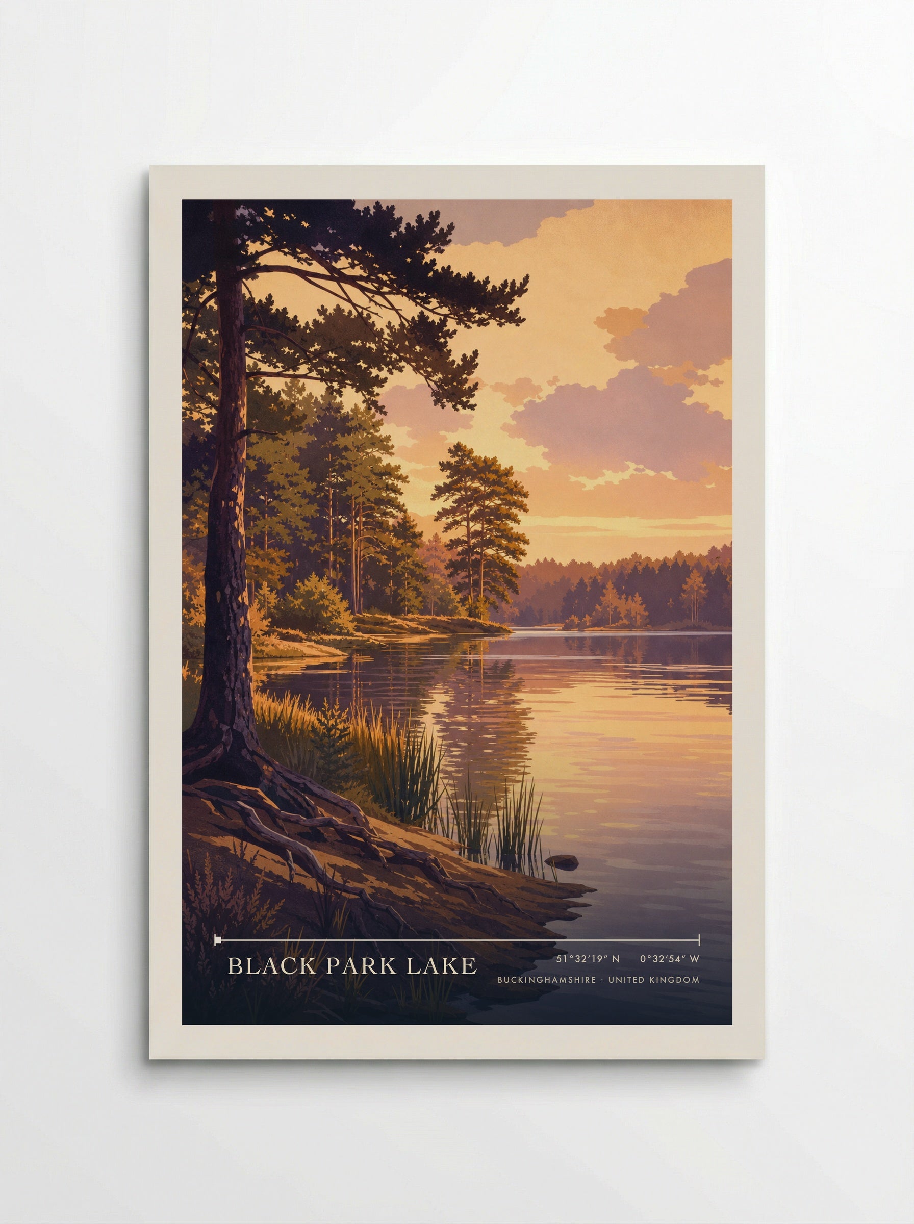 Black Park Lake Buckinghamshire United Kingdom Travel Poster - Poster