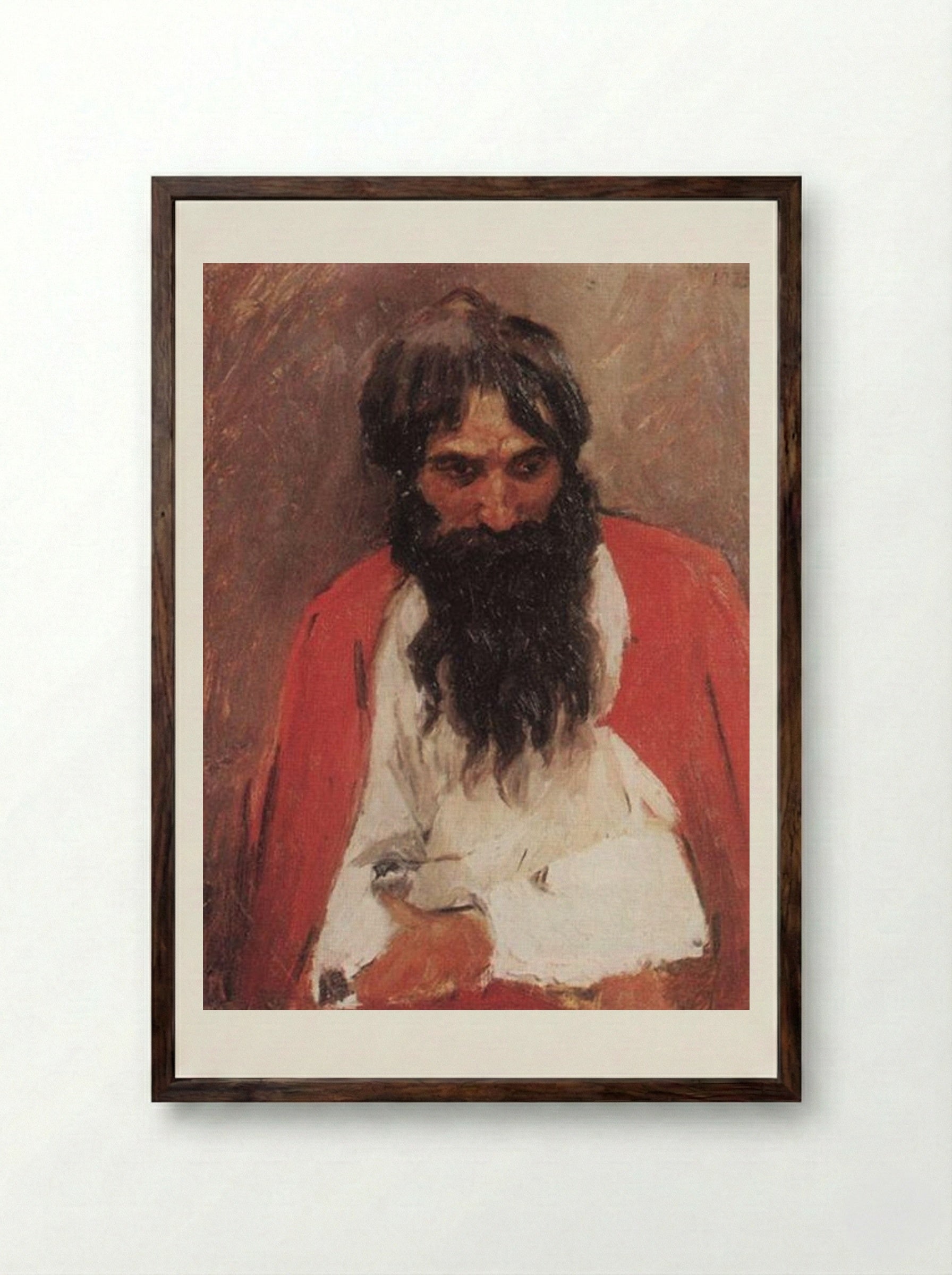 Blackbearded Old Man - Vasily Surikov - Framed Print Dark Wood