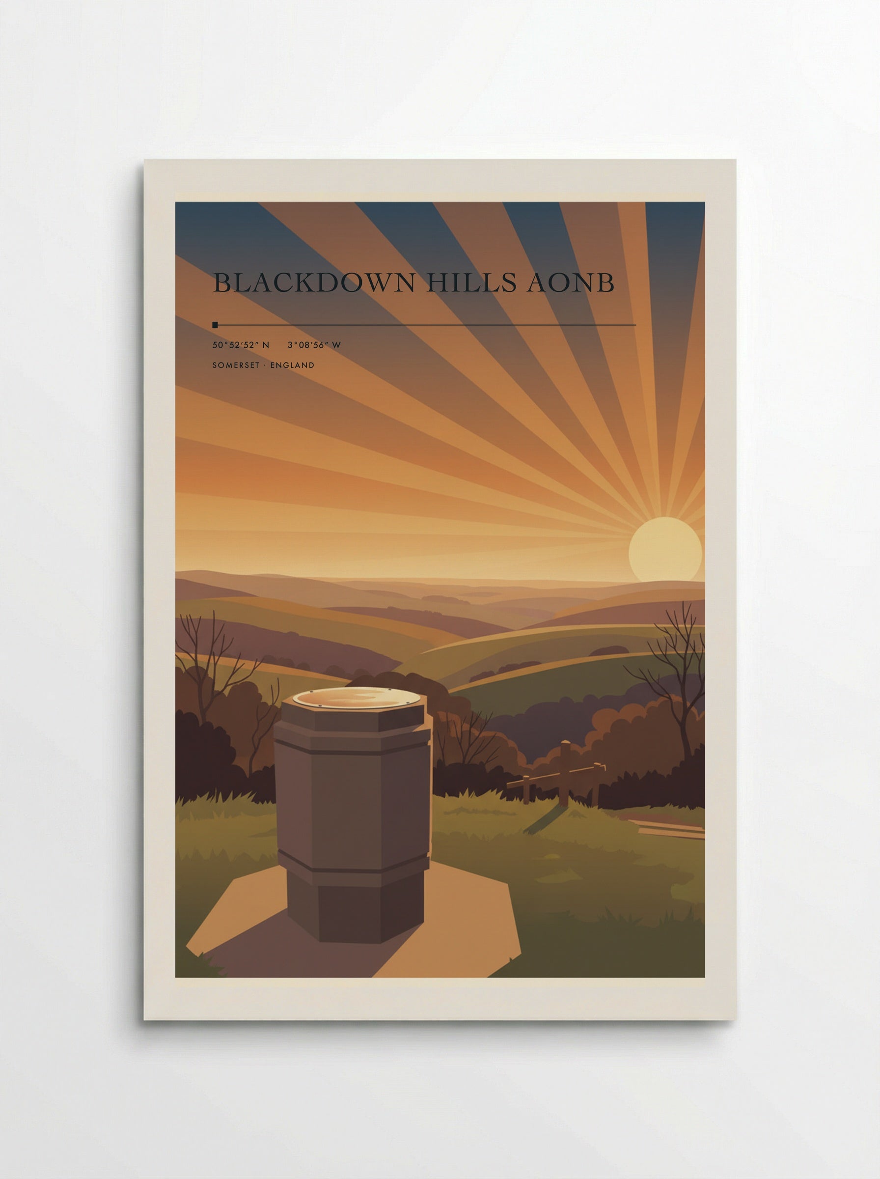 Blackdown Hills AONB Somerset England Travel Poster - Poster