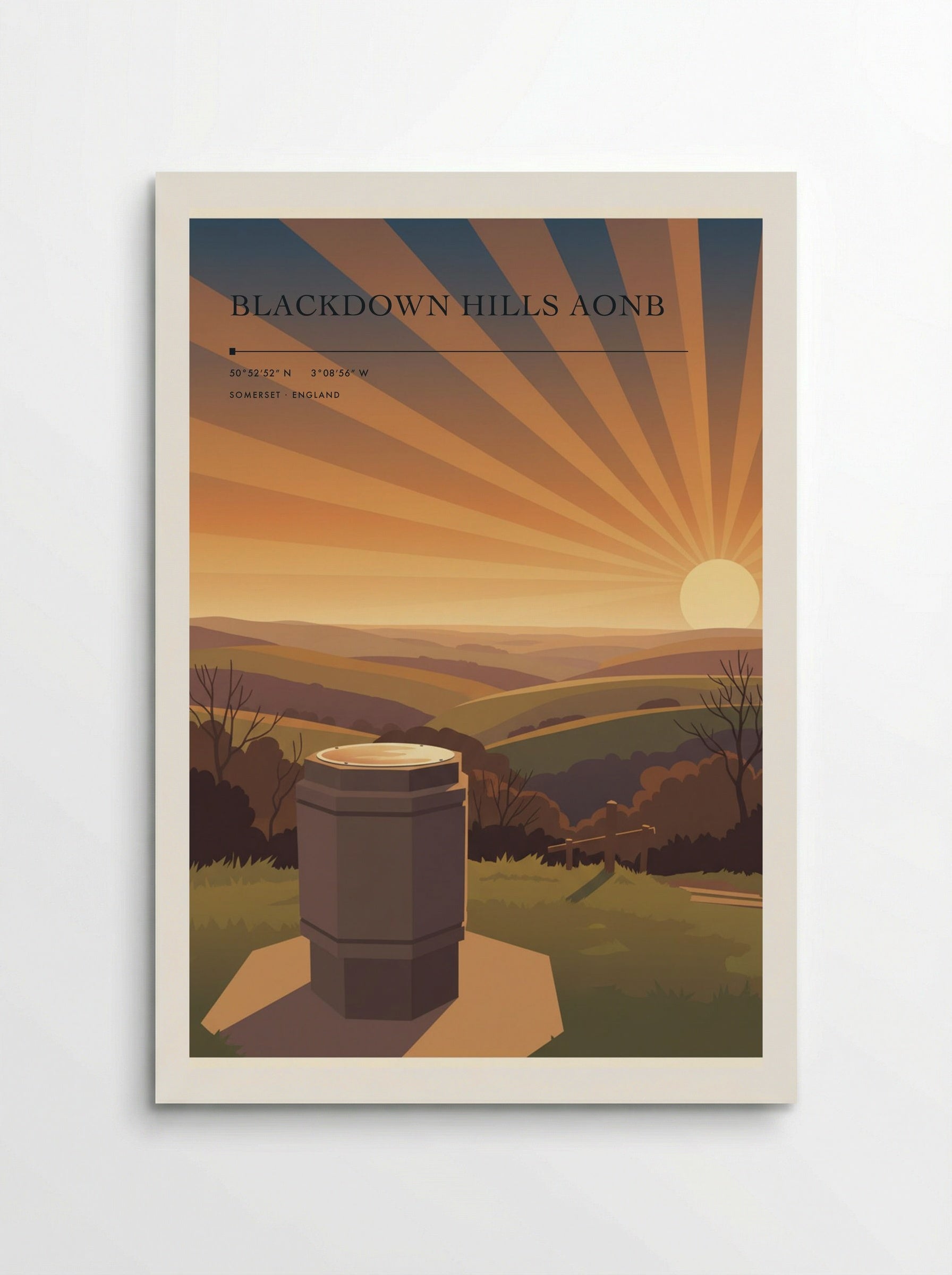 Blackdown Hills AONB Somerset England Travel Poster - Poster