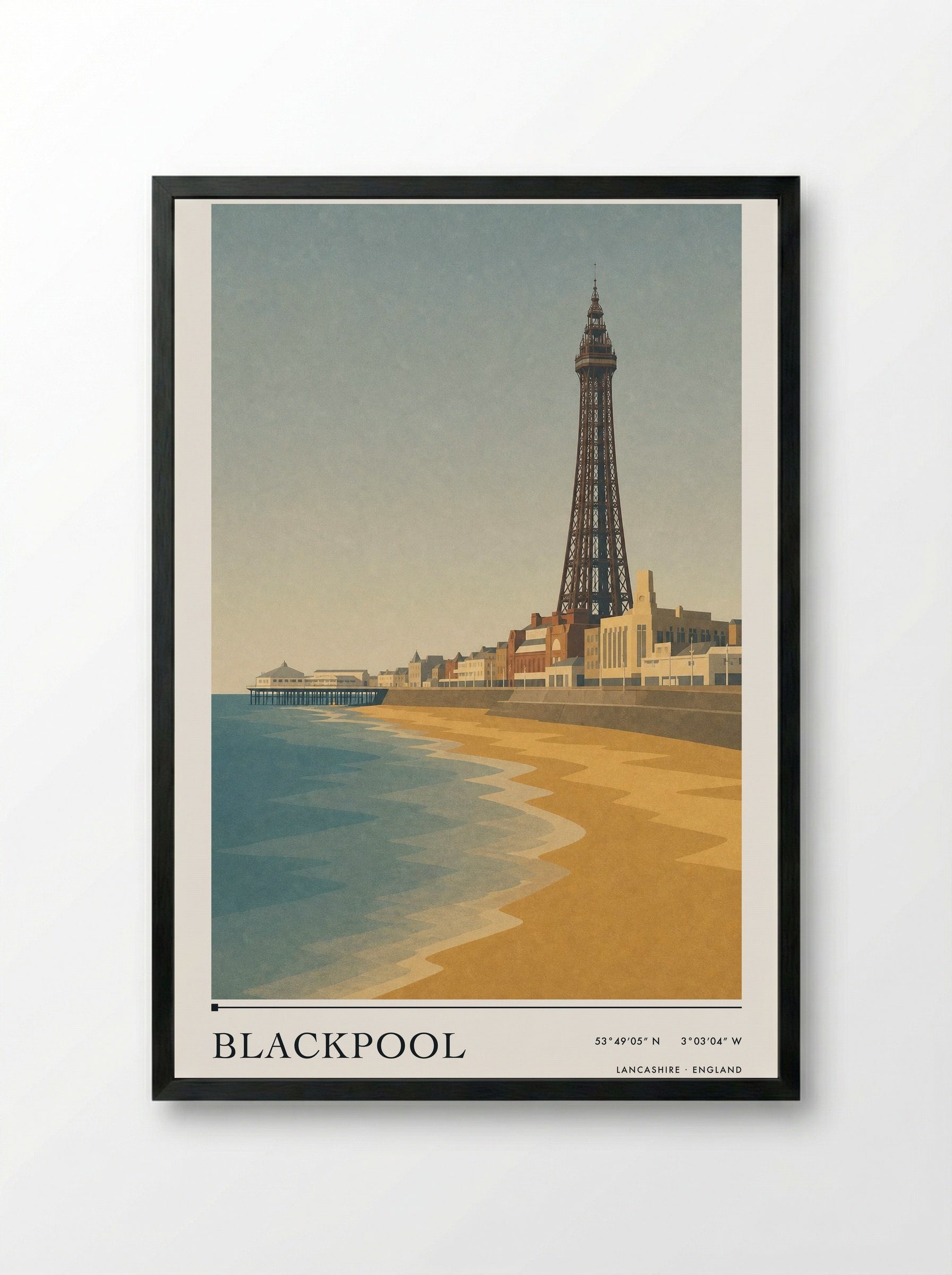 Blackpool Lancashire Travel Poster - Framed Print Black