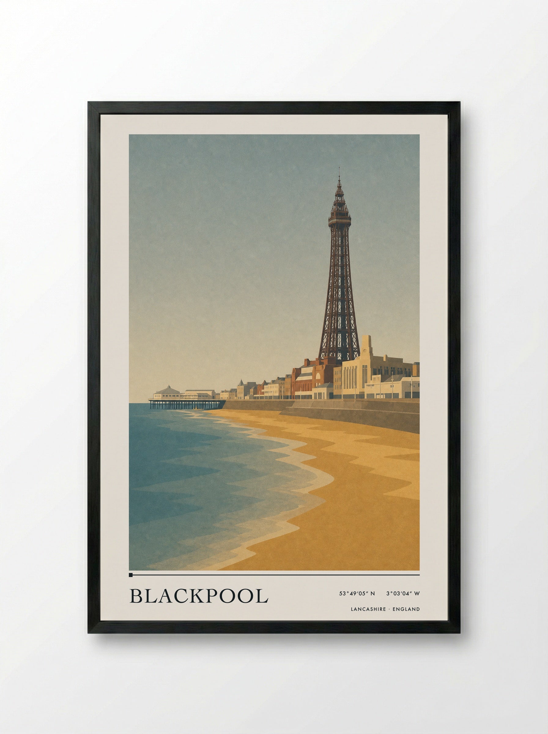 Blackpool Lancashire Travel Poster - Framed Print Black
