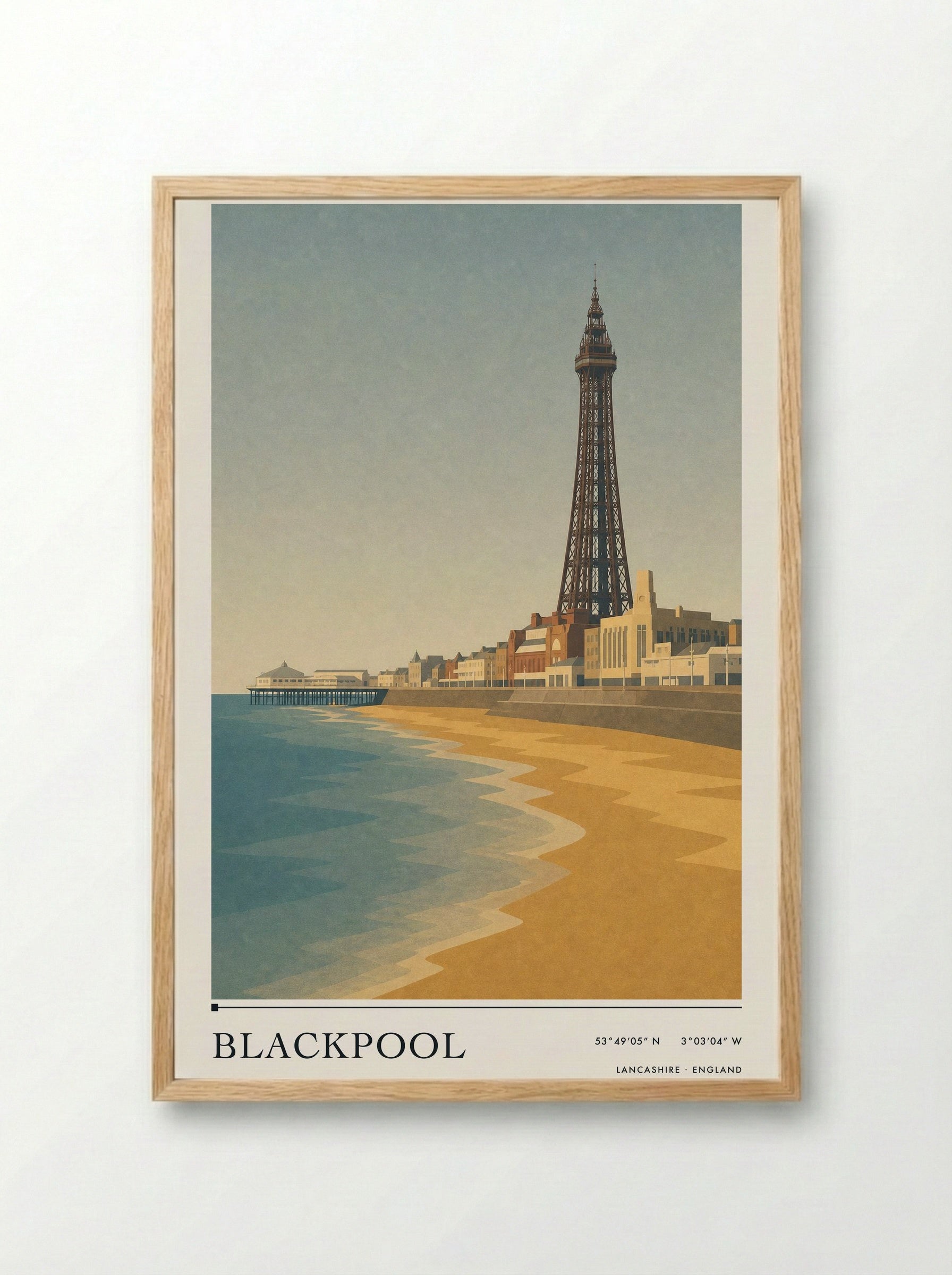 Blackpool Lancashire Travel Poster - Framed Print Wood