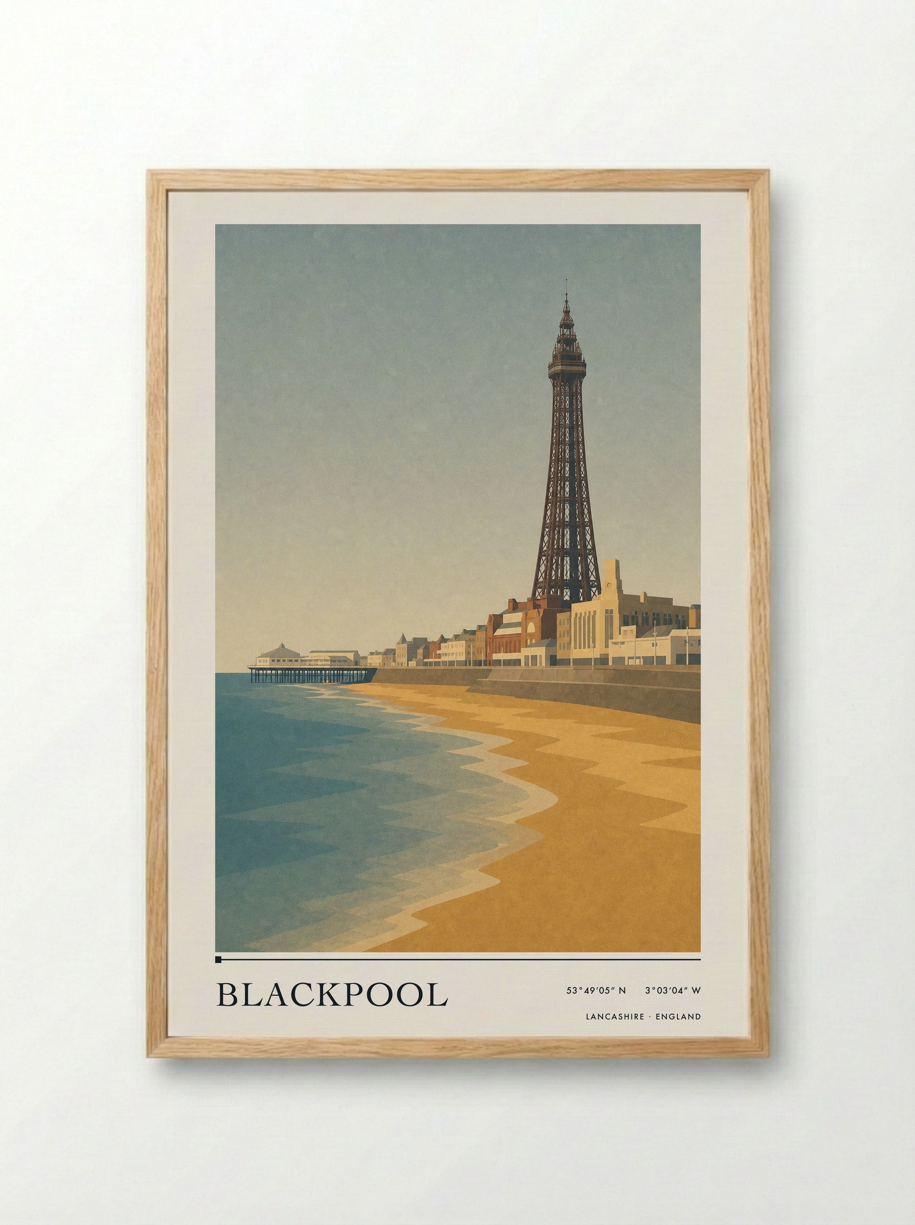 Blackpool Lancashire Travel Poster - Framed Print Wood