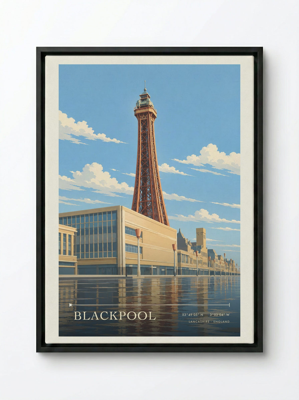 Blackpool Lancashire | Travel Poster - Framed Canvas Black