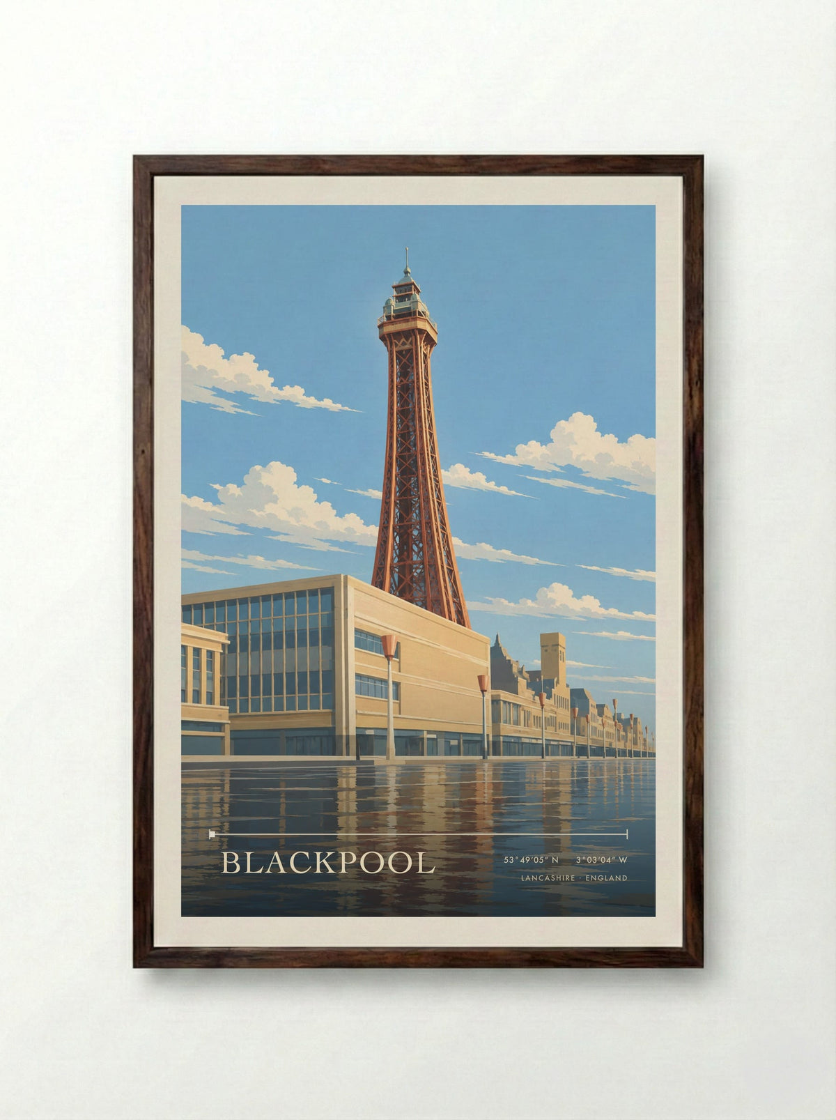 Blackpool Lancashire | Travel Poster - Framed Print Dark Wood