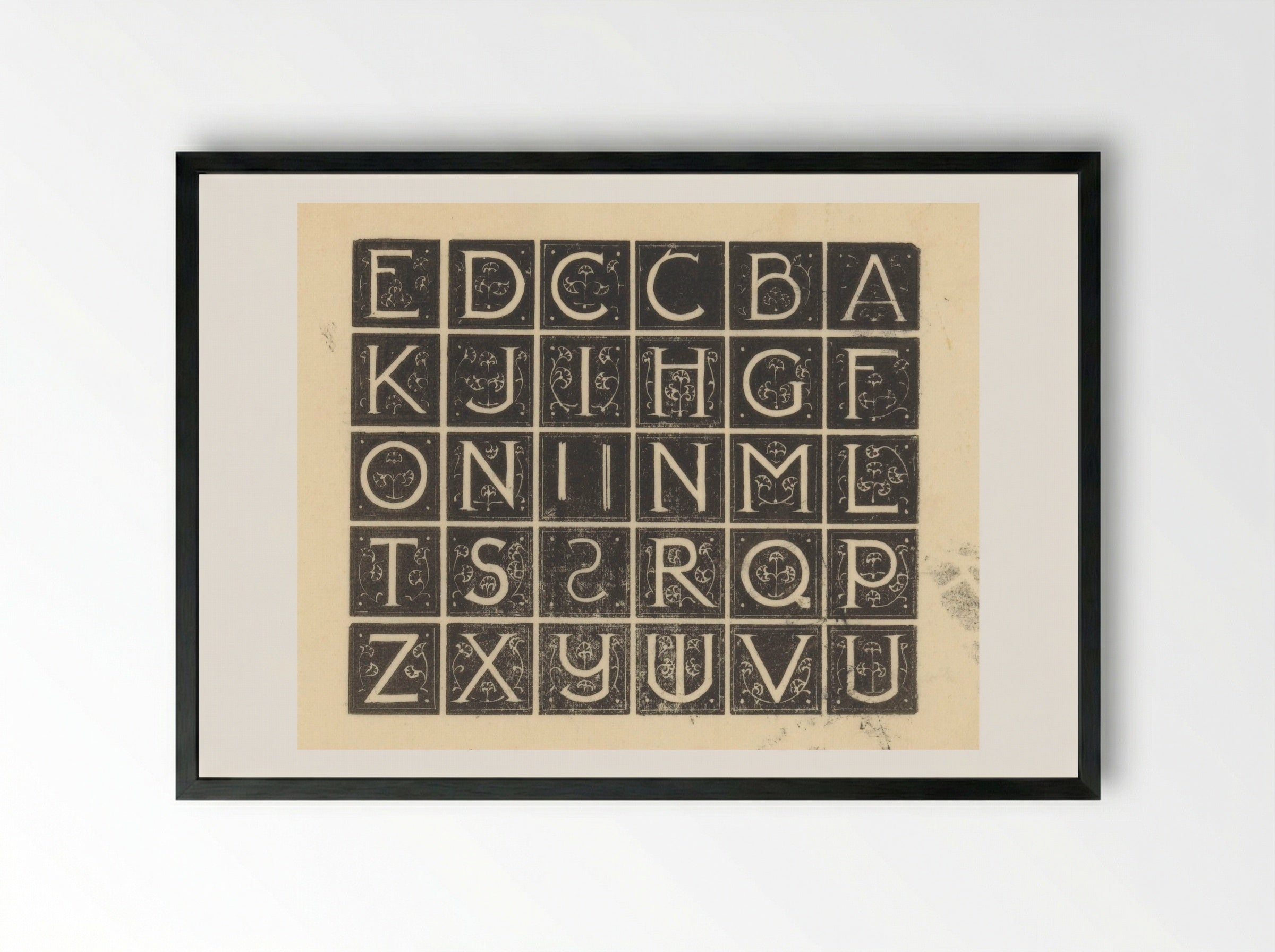 Blad met dertig initialen - Mathieu Lauweriks - Framed Print Black
