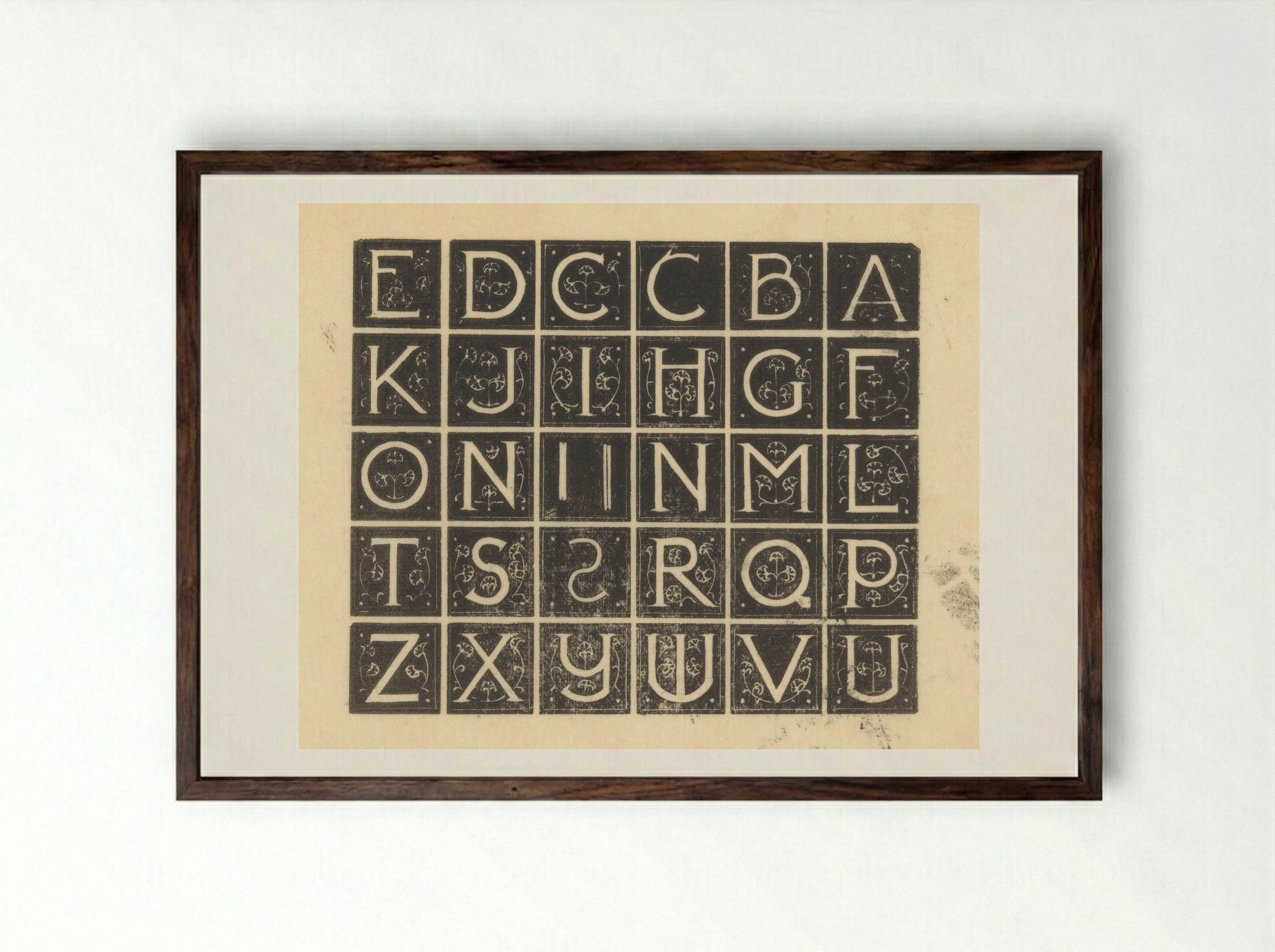 Blad met dertig initialen - Mathieu Lauweriks - Framed Print Dark Wood