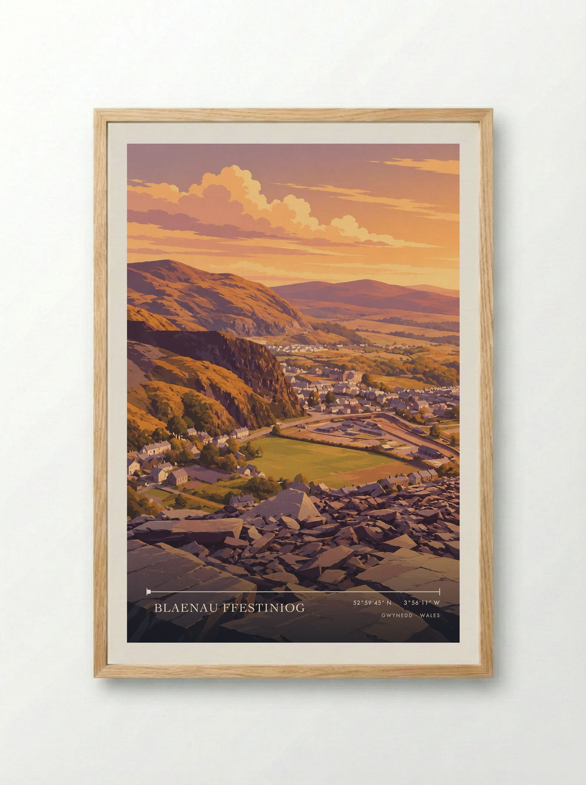 Blaenau Ffestiniog, Gwynedd | Travel Poster - Framed Print Wood
