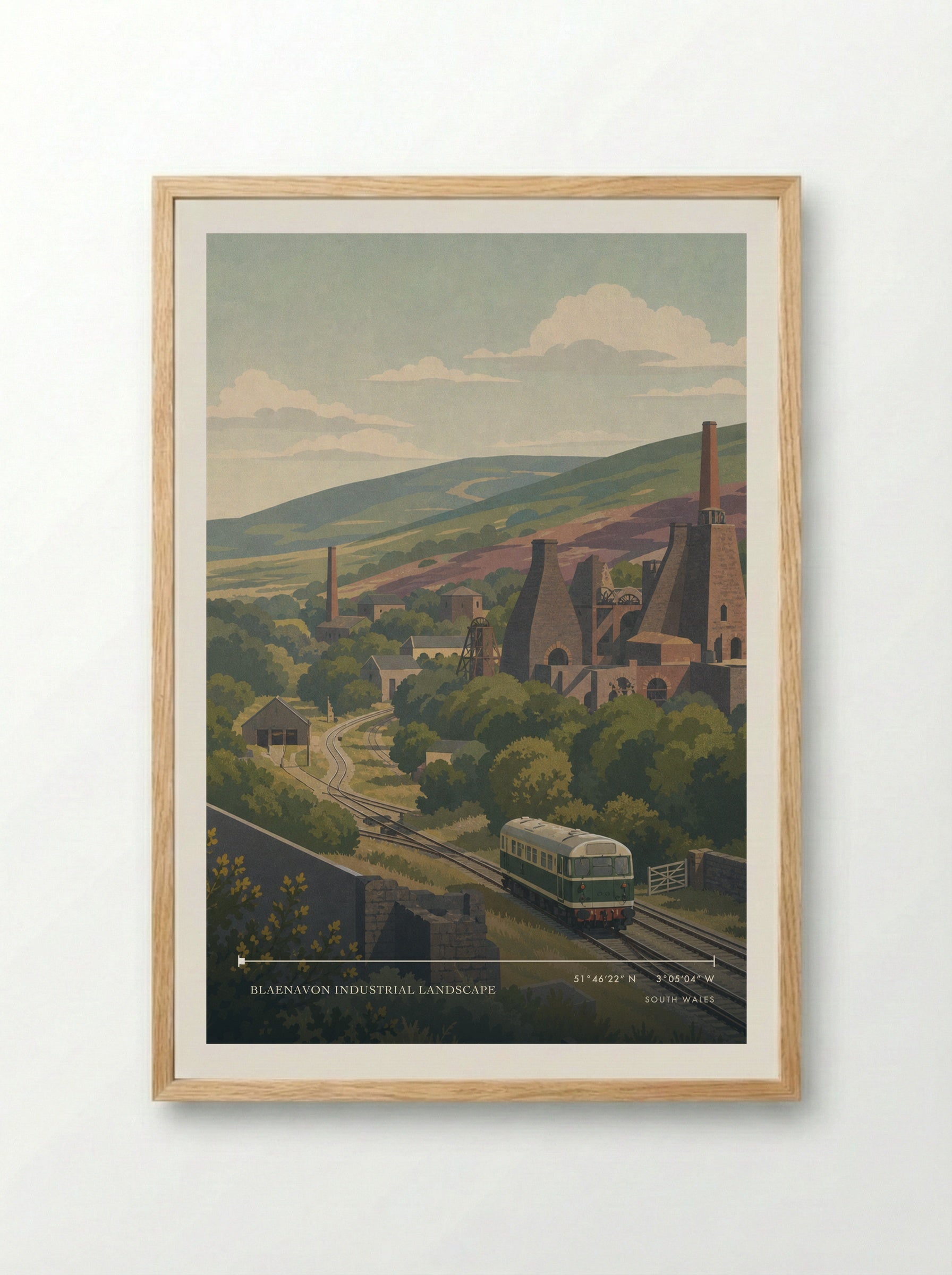 Blaenavon Industrial Landscape South Wales Wales Travel Poster - Framed Print Wood