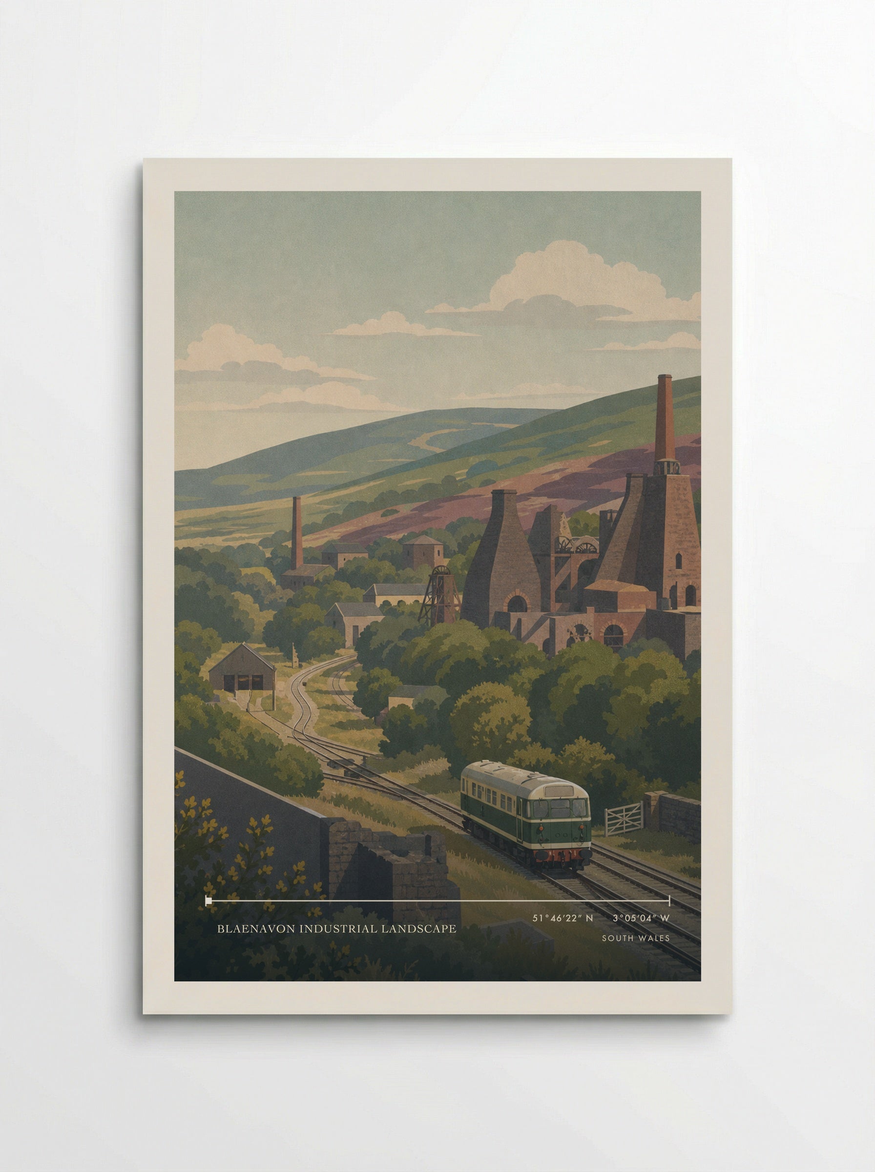 Blaenavon Industrial Landscape South Wales Wales Travel Poster - Poster