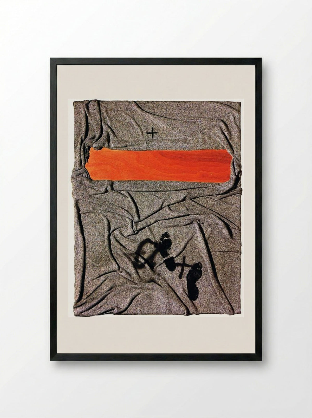 Blanket with tracks - Antoni Tàpies - Framed Print Black
