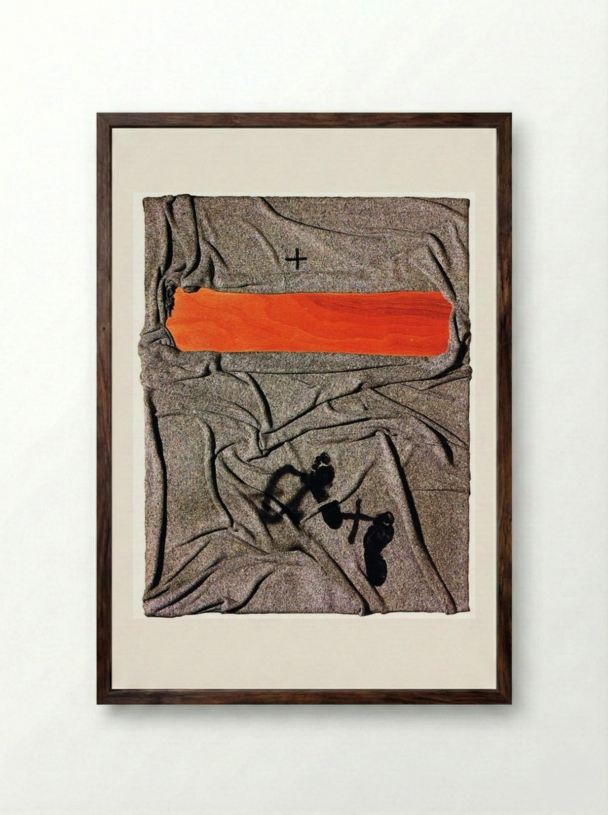 Blanket with tracks - Antoni Tàpies - Framed Print Dark Wood