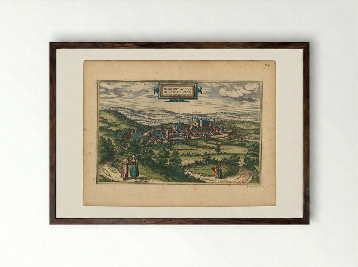 Blanmont au pays de Vauge en Loreyne - Joris Hoefnagel - Framed Print Dark Wood