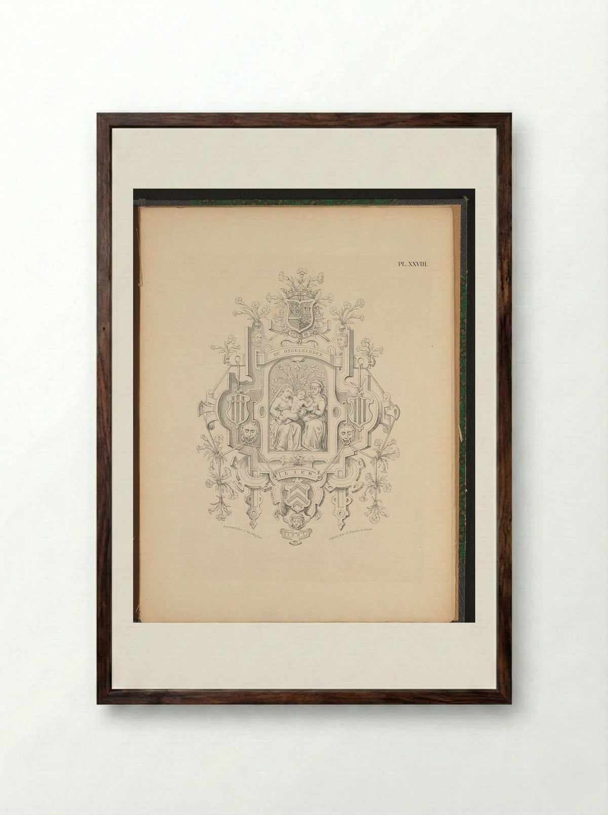Blazoen van De Jennettebloeme (Lier) - L. van Peteghem - Framed Print Dark Wood