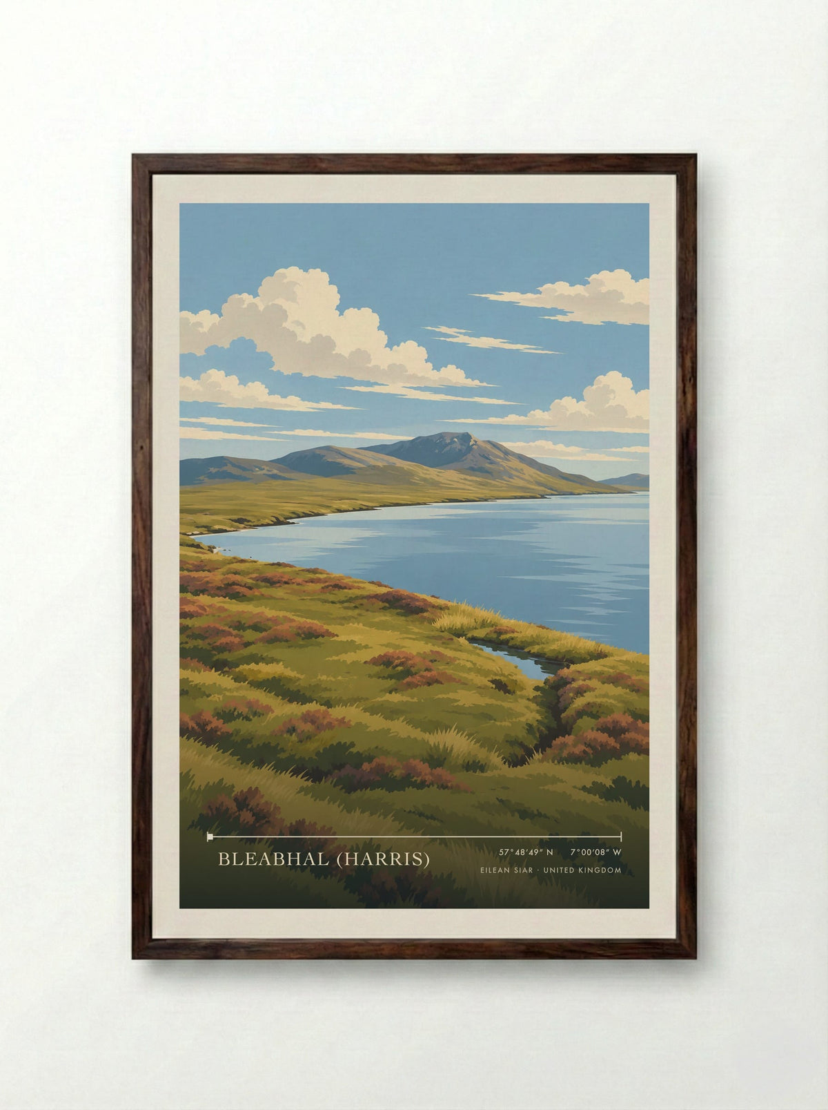Bleabhal (Harris), Eilean Siar | Travel Poster - Framed Print Dark Wood