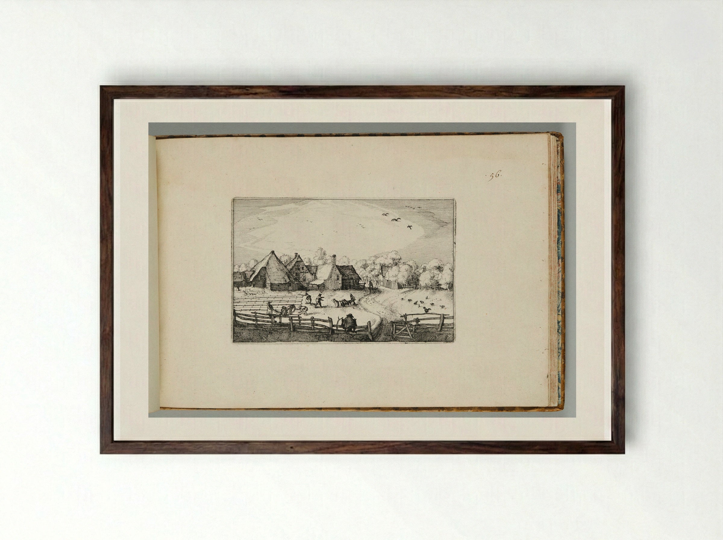 Bleaching-Fields near the Haarlemmer Hout - Claes Jansz. Visscher - Framed Print Dark Wood