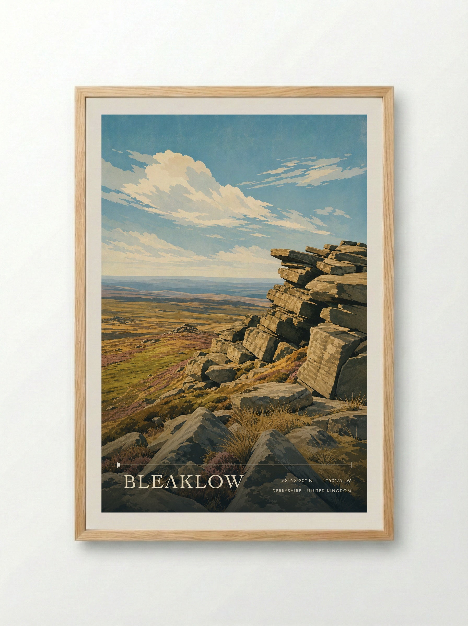 Bleaklow Derbyshire United Kingdom Travel Poster - Framed Print Wood