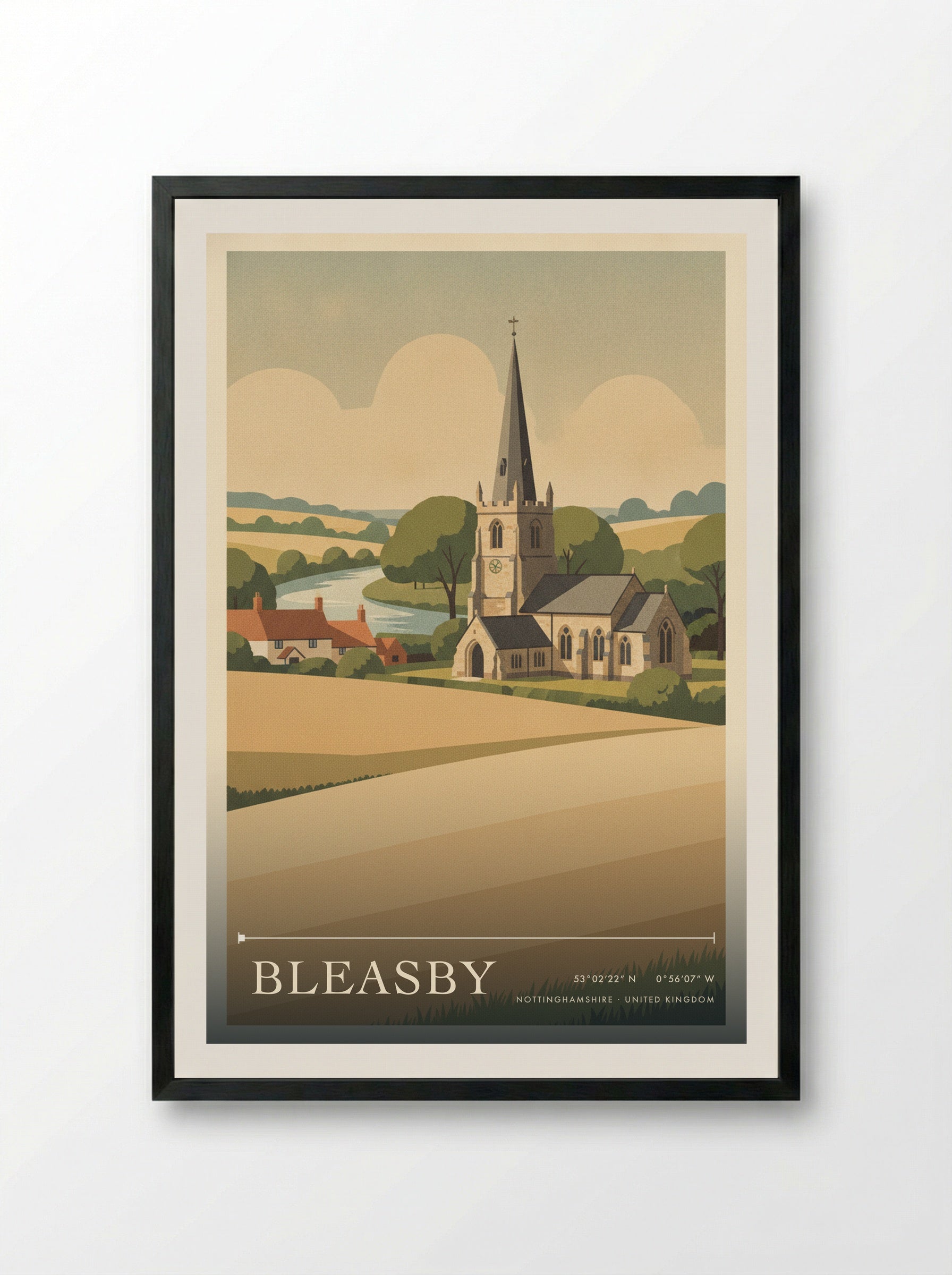 Bleasby Nottinghamshire United Kingdom Travel Poster - Framed Print Black