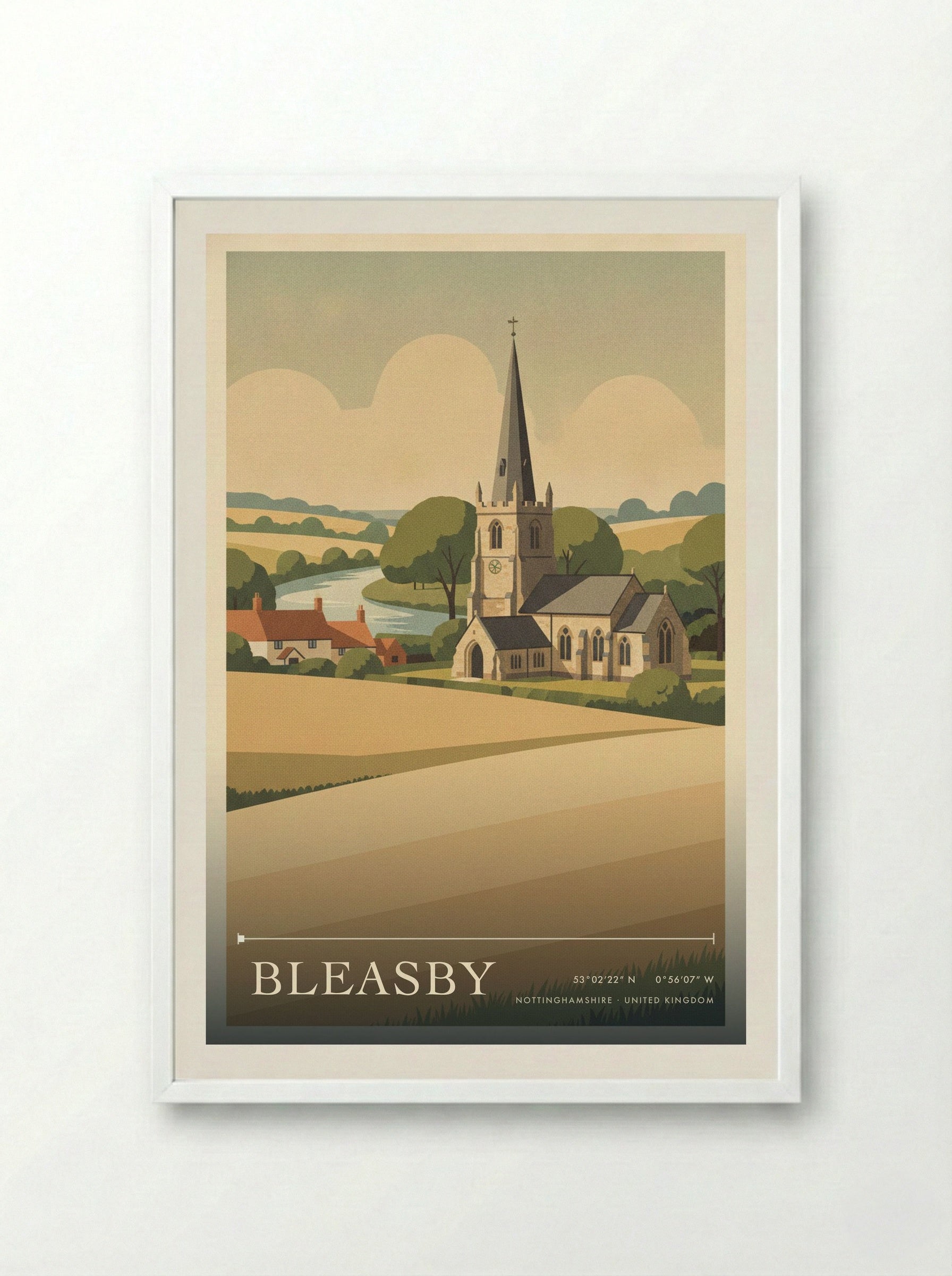 Bleasby Nottinghamshire United Kingdom Travel Poster - Framed Print White