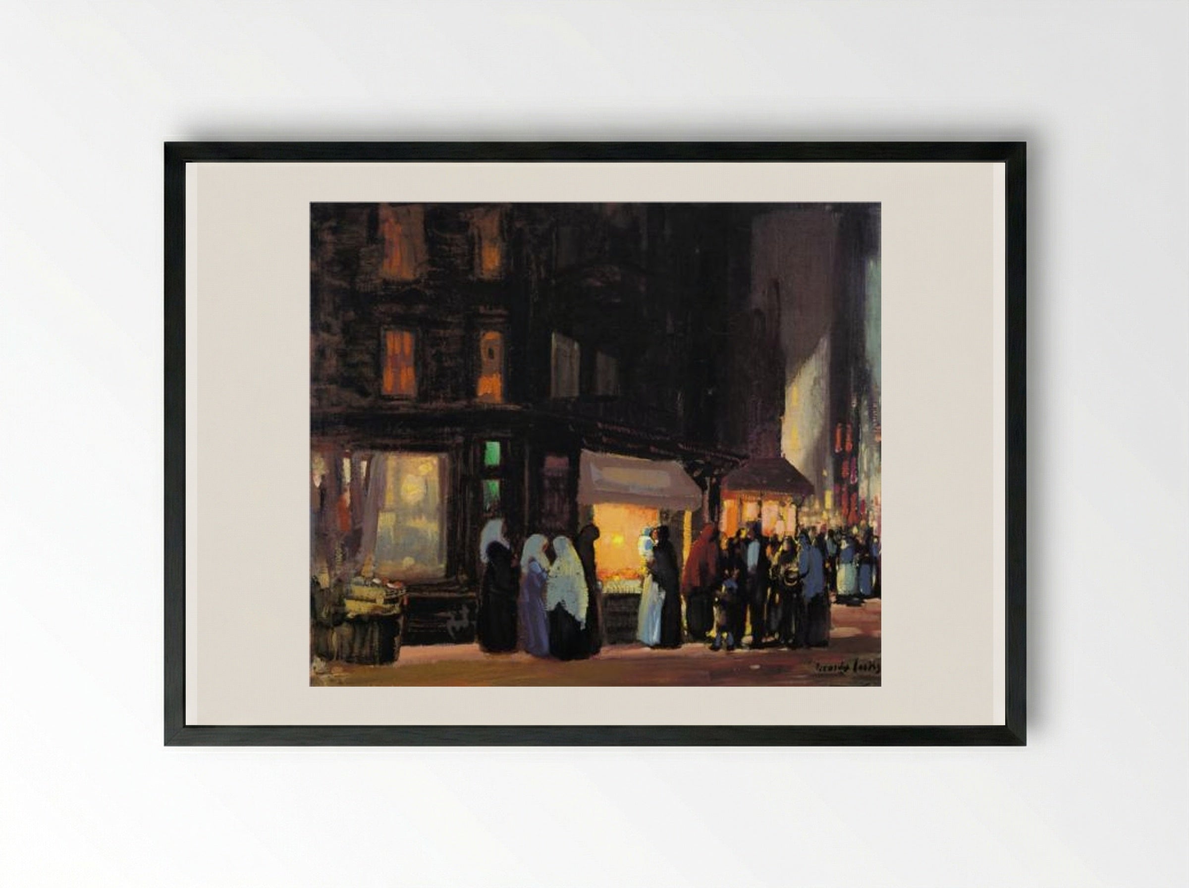 Bleeker and Carmine Streets - George Luks - Framed Print Black