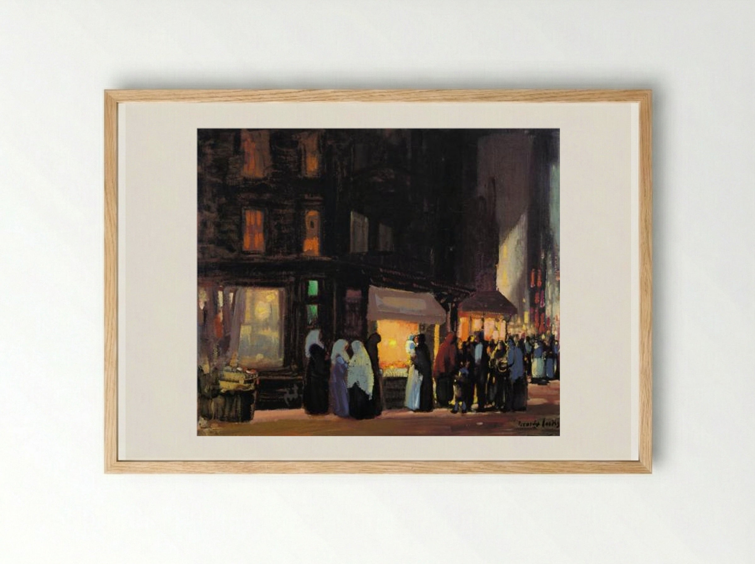 Bleeker and Carmine Streets - George Luks - Framed Print Wood