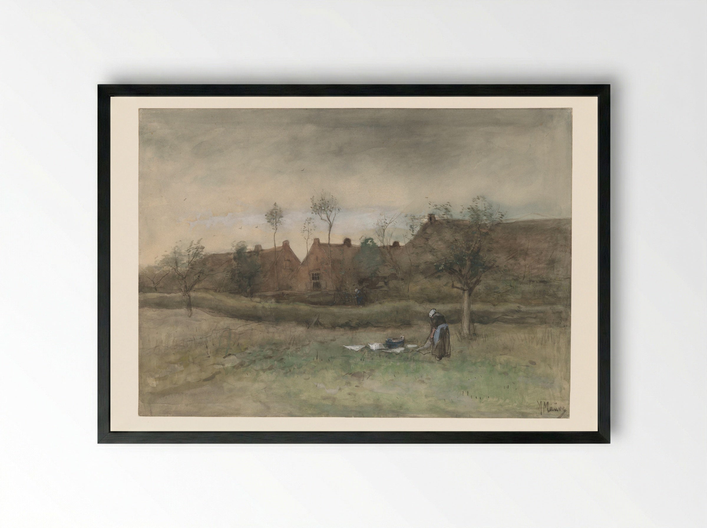 Bleekveld (Bleaching Field) - Anton Mauve - Framed Print Black
